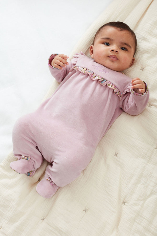 Lilac Purple Baby Velour Sleepsuit