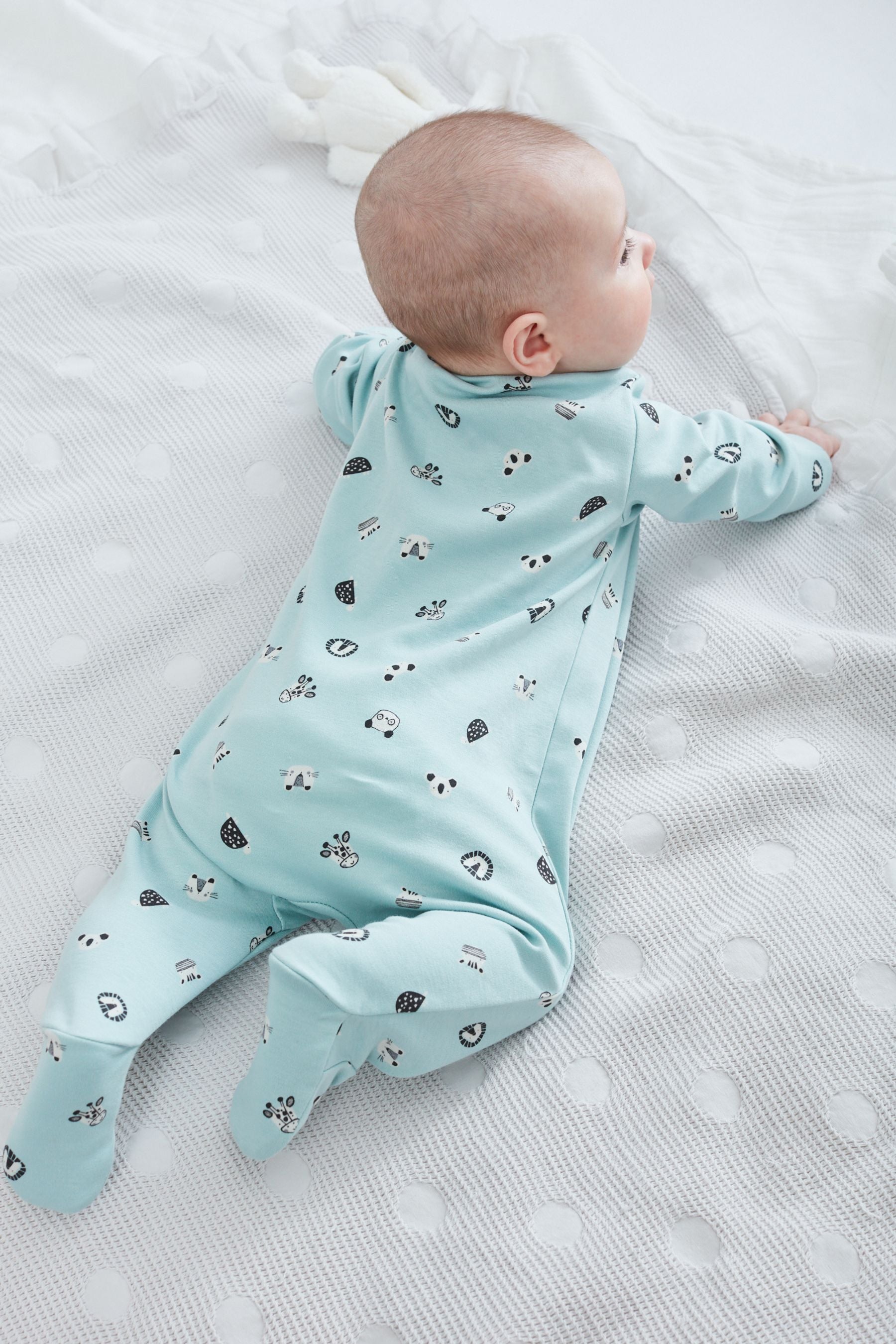 Mint Green Baby 2 Pack Zip Sleepsuits (0-3yrs)