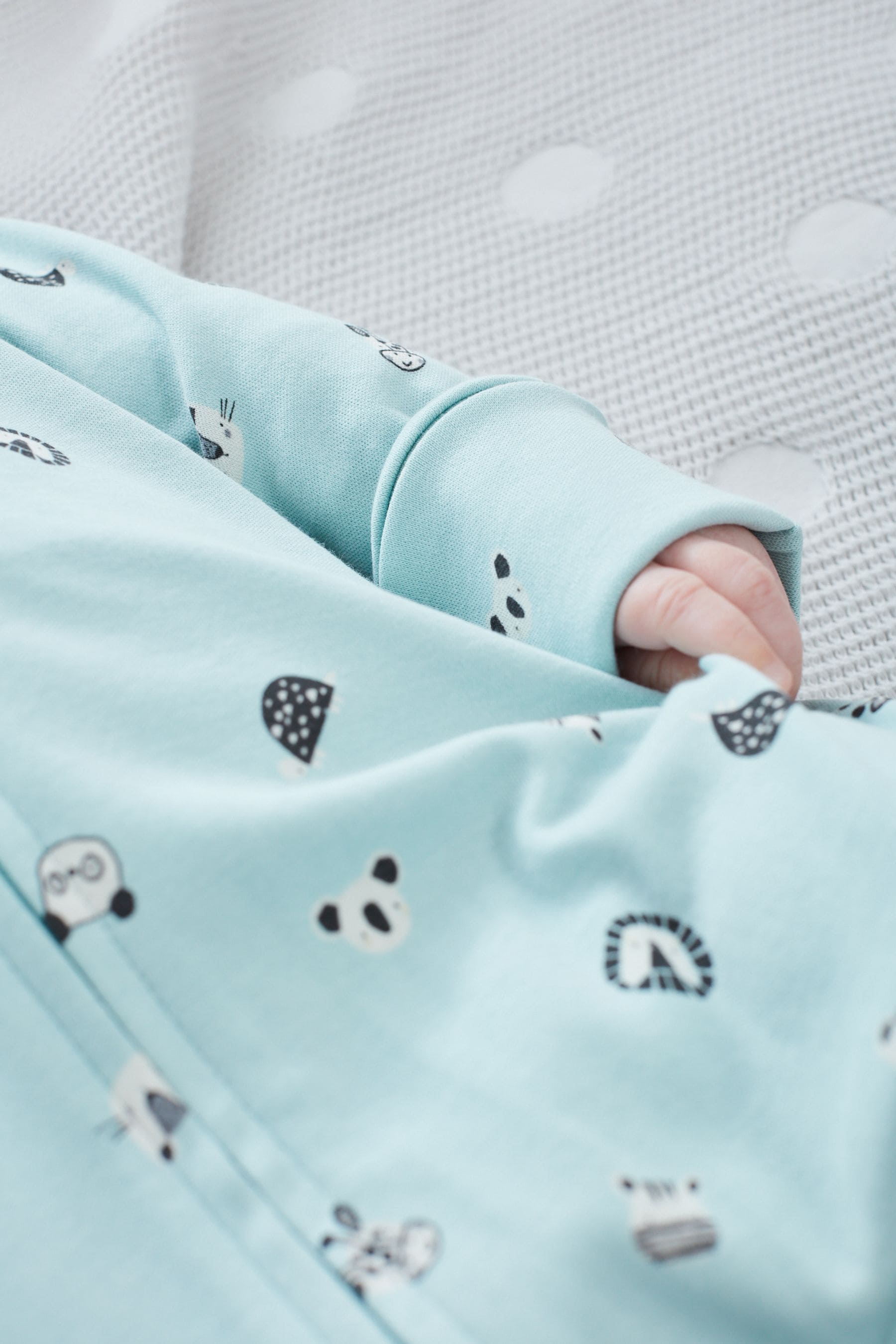 Mint Green Baby 2 Pack Zip Sleepsuits (0-3yrs)