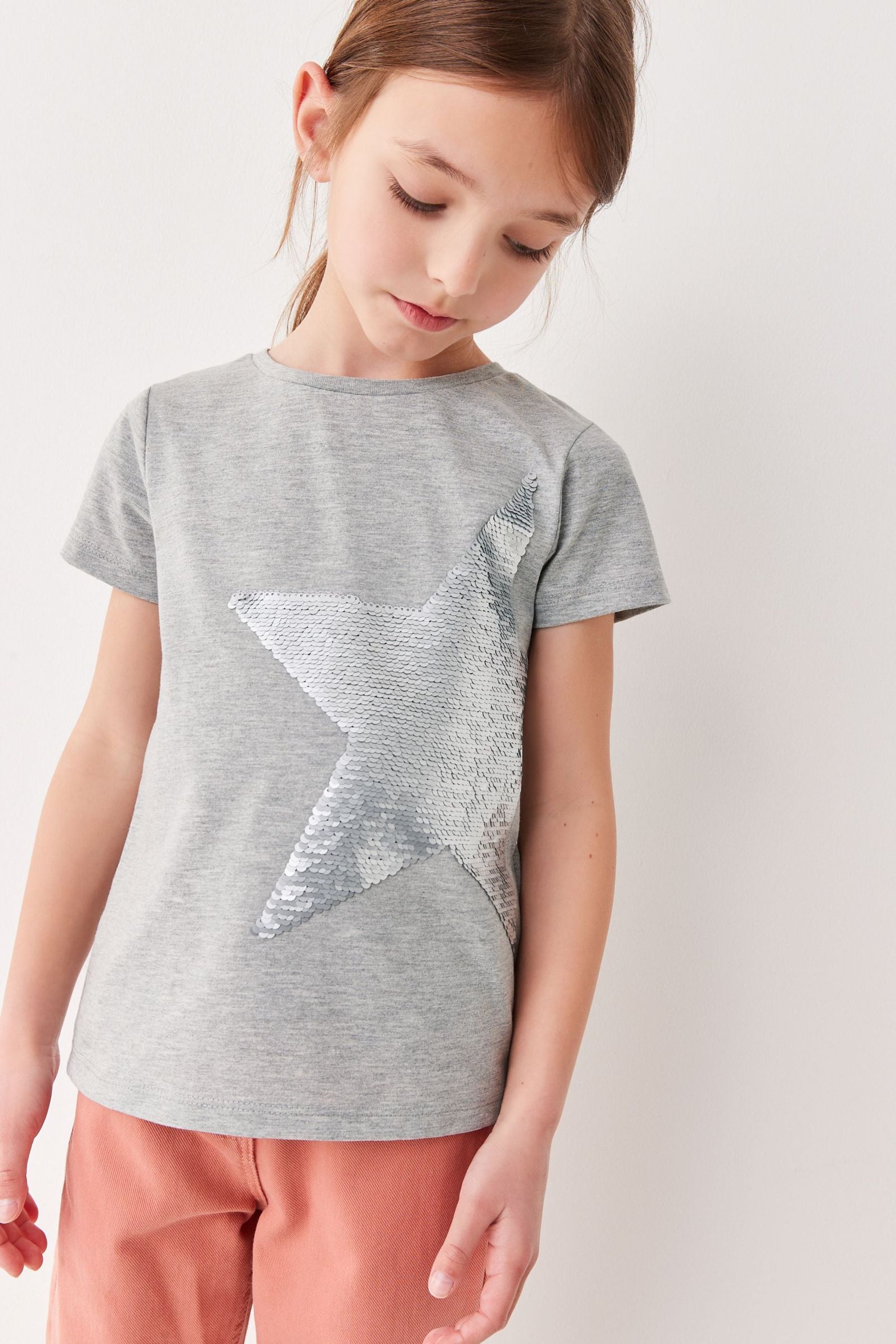 Grey Sequin Star T-Shirt (3-16yrs)