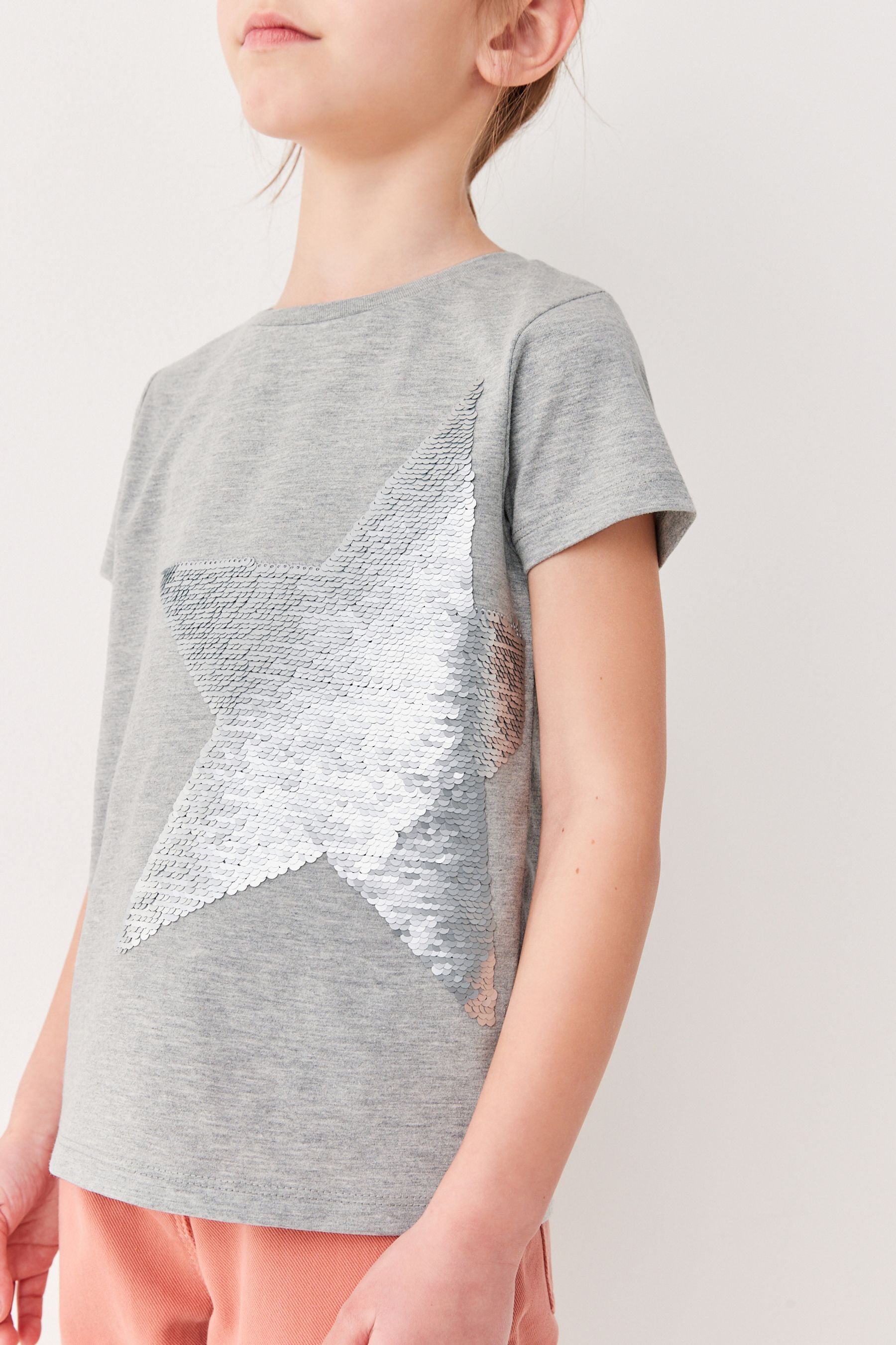 Grey Sequin Star T-Shirt (3-16yrs)