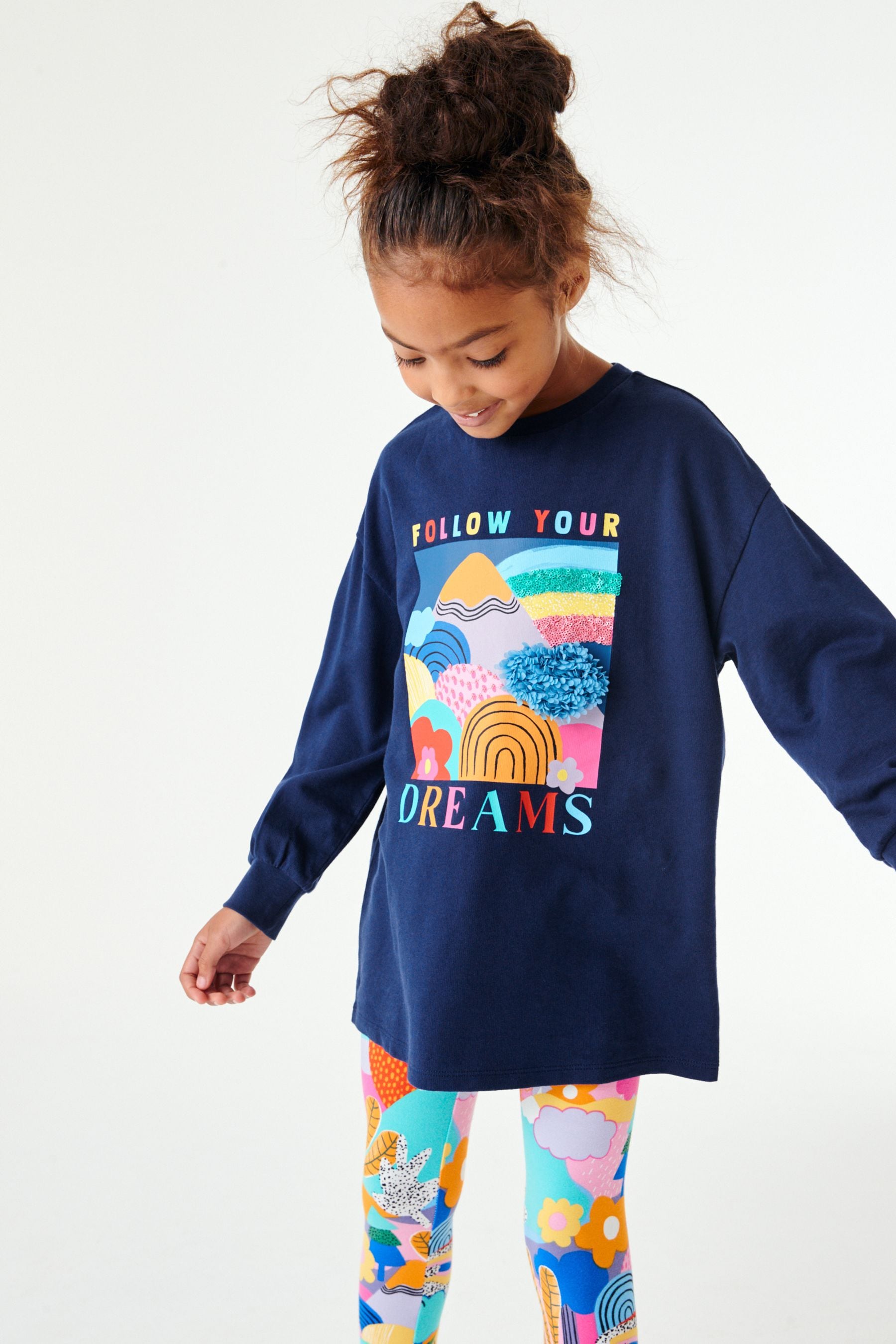 Blue Rainbow Dreams Rainbow Dreams Cuffed Long Sleeve Top & Legging Set (3-16yrs)