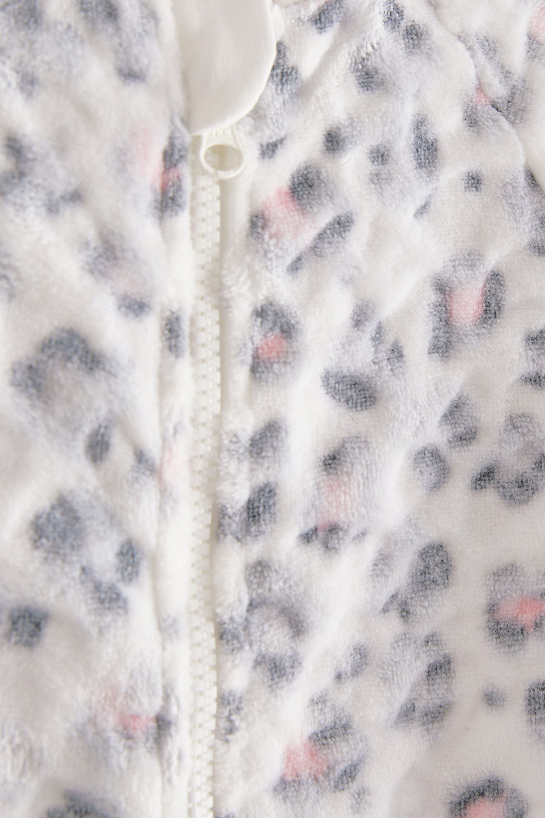 White Leopard Print Baby Fleece Sleepsuit