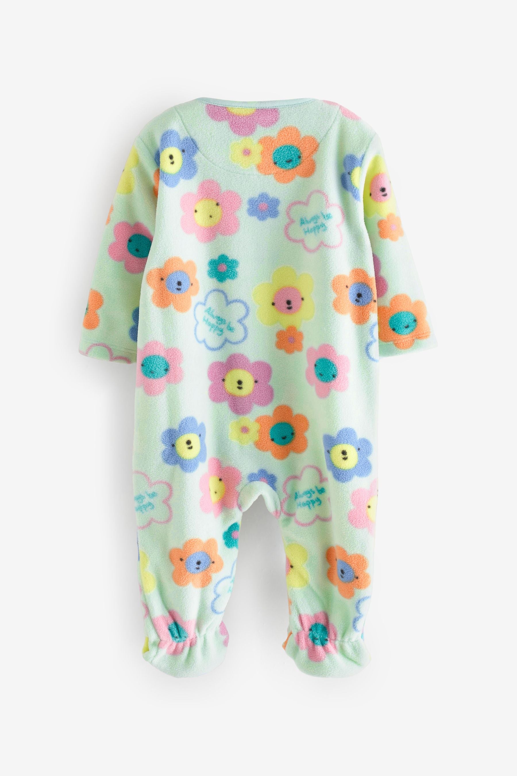 Green Floral Lightweight Fleece Baby Sleepsuit