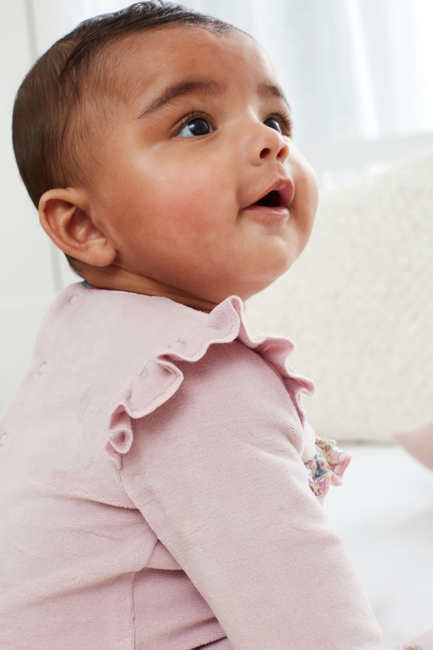 Lilac Purple Baby Velour Sleepsuit