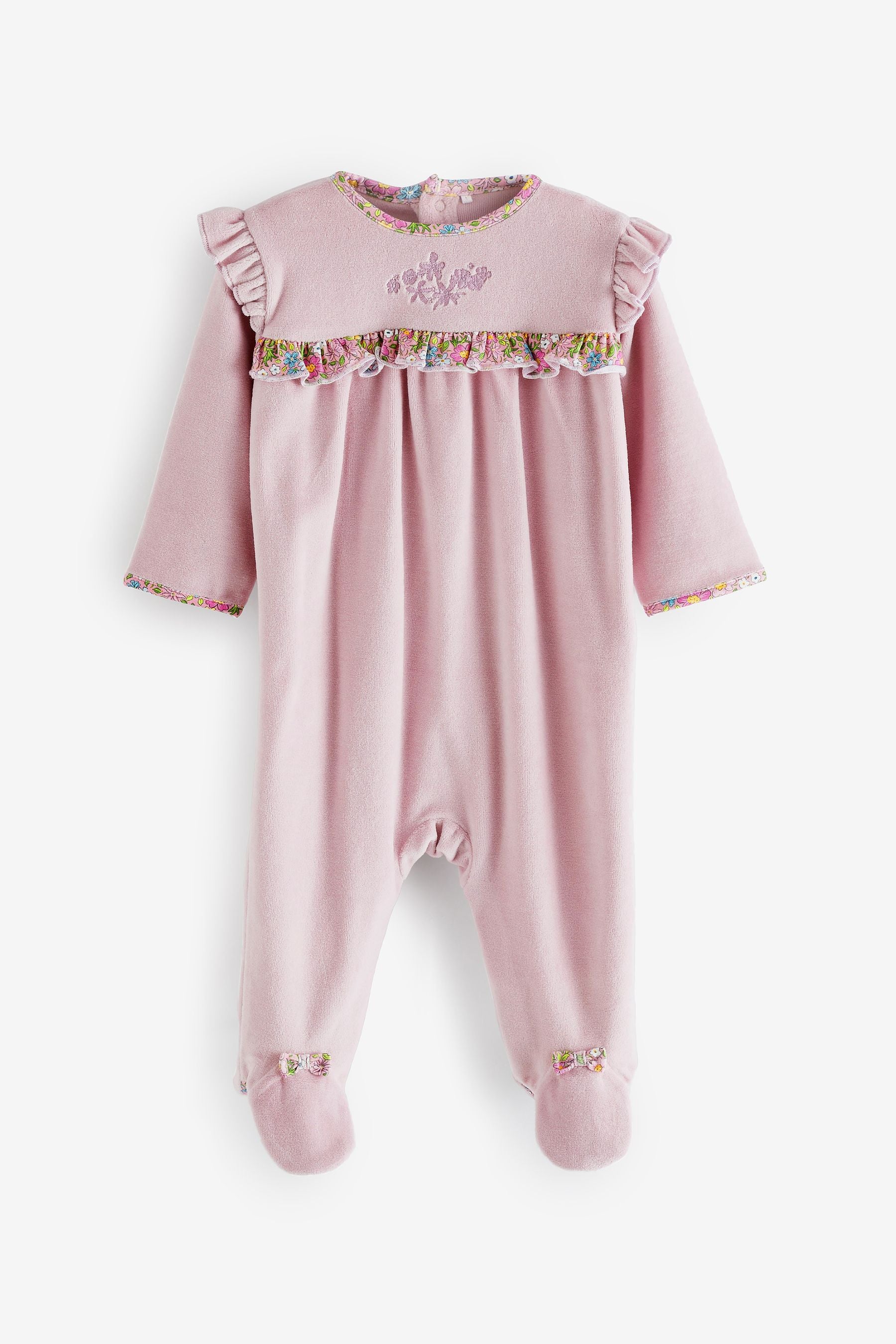 Lilac Purple Baby Velour Sleepsuit