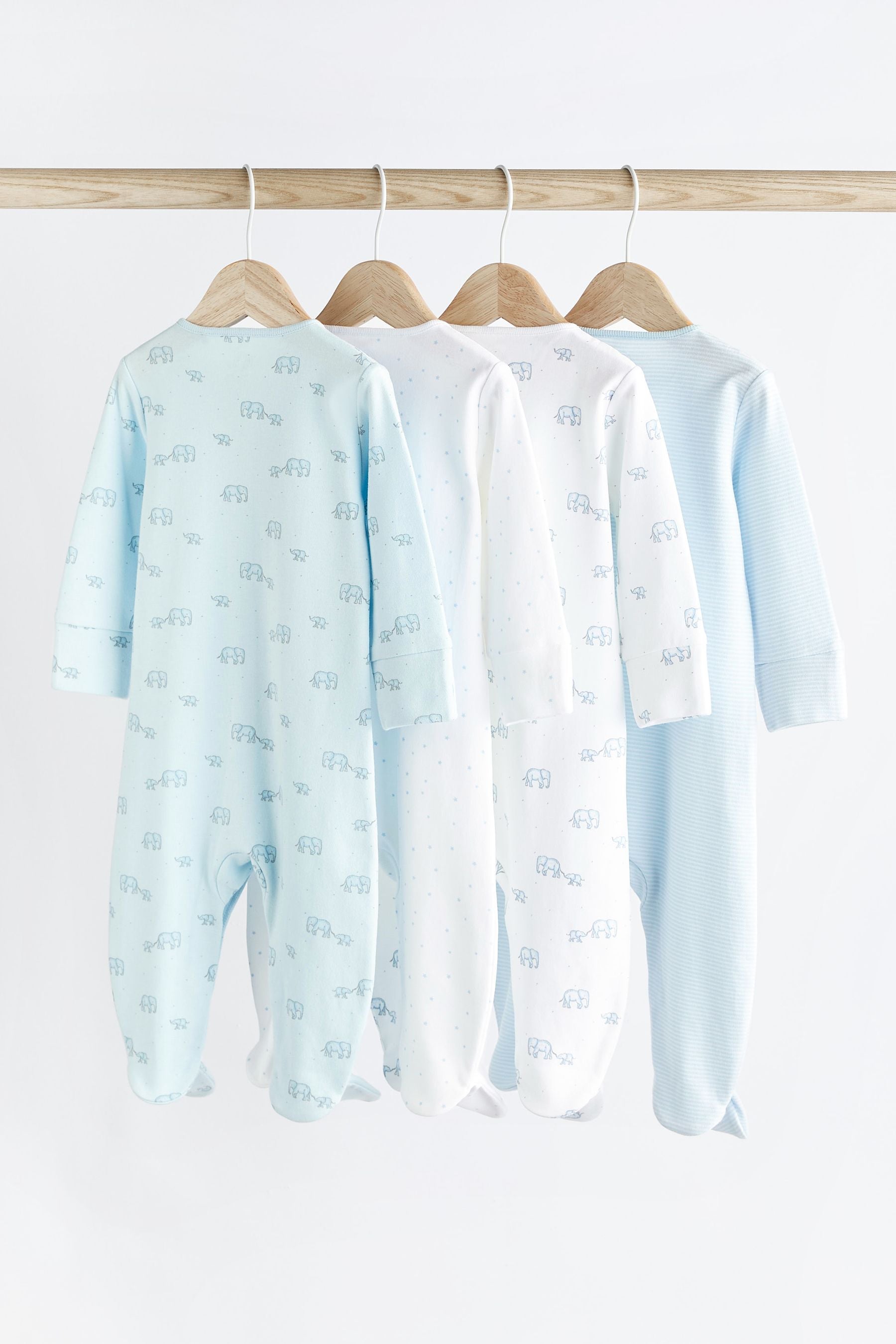 Pale Blue Elephant Baby Sleepsuits (0-2yrs)