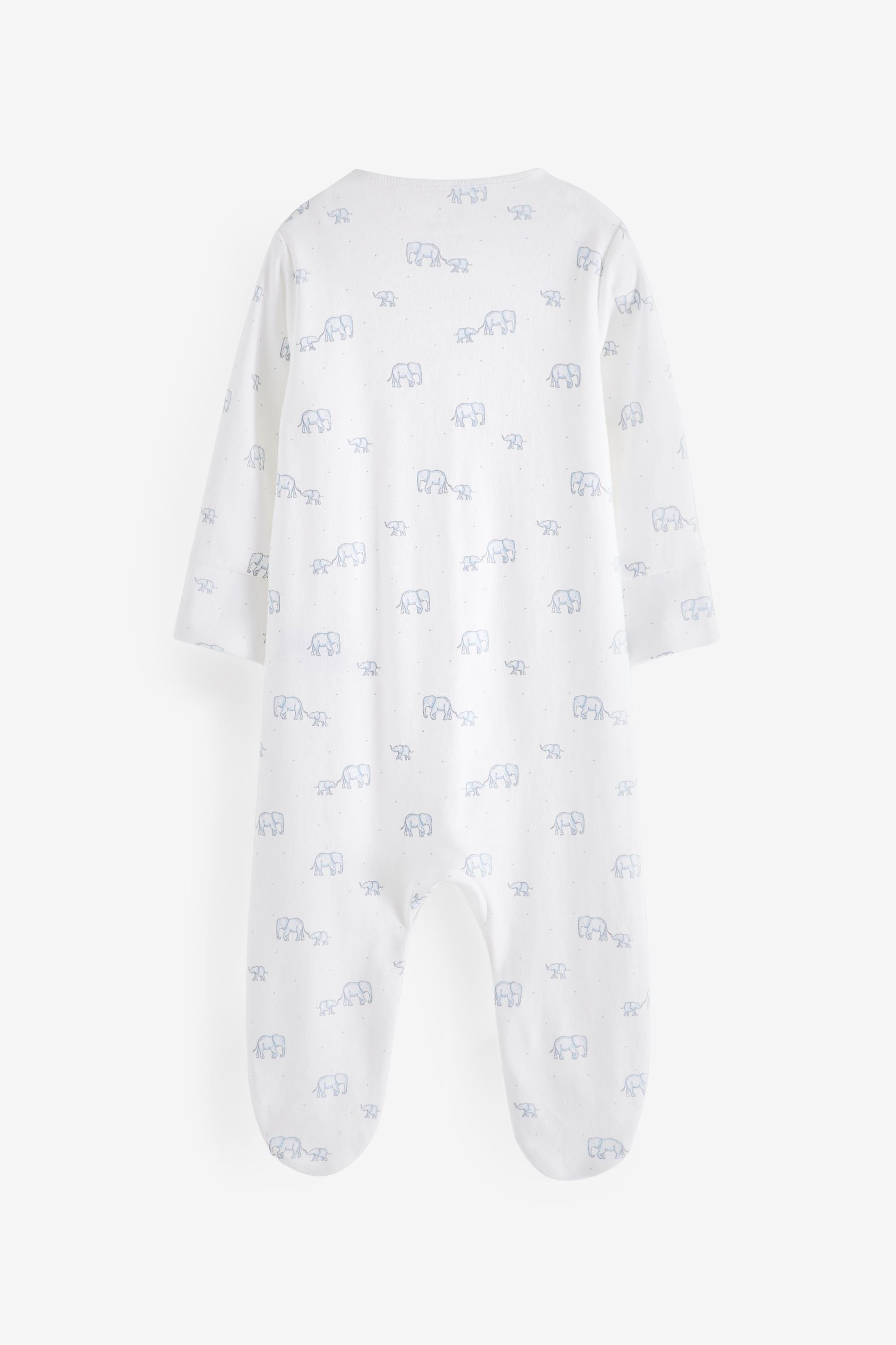 Pale Blue Elephant 5 Piece Baby Sleepsuits, Bodysuits & Hat Set (0-9mths)