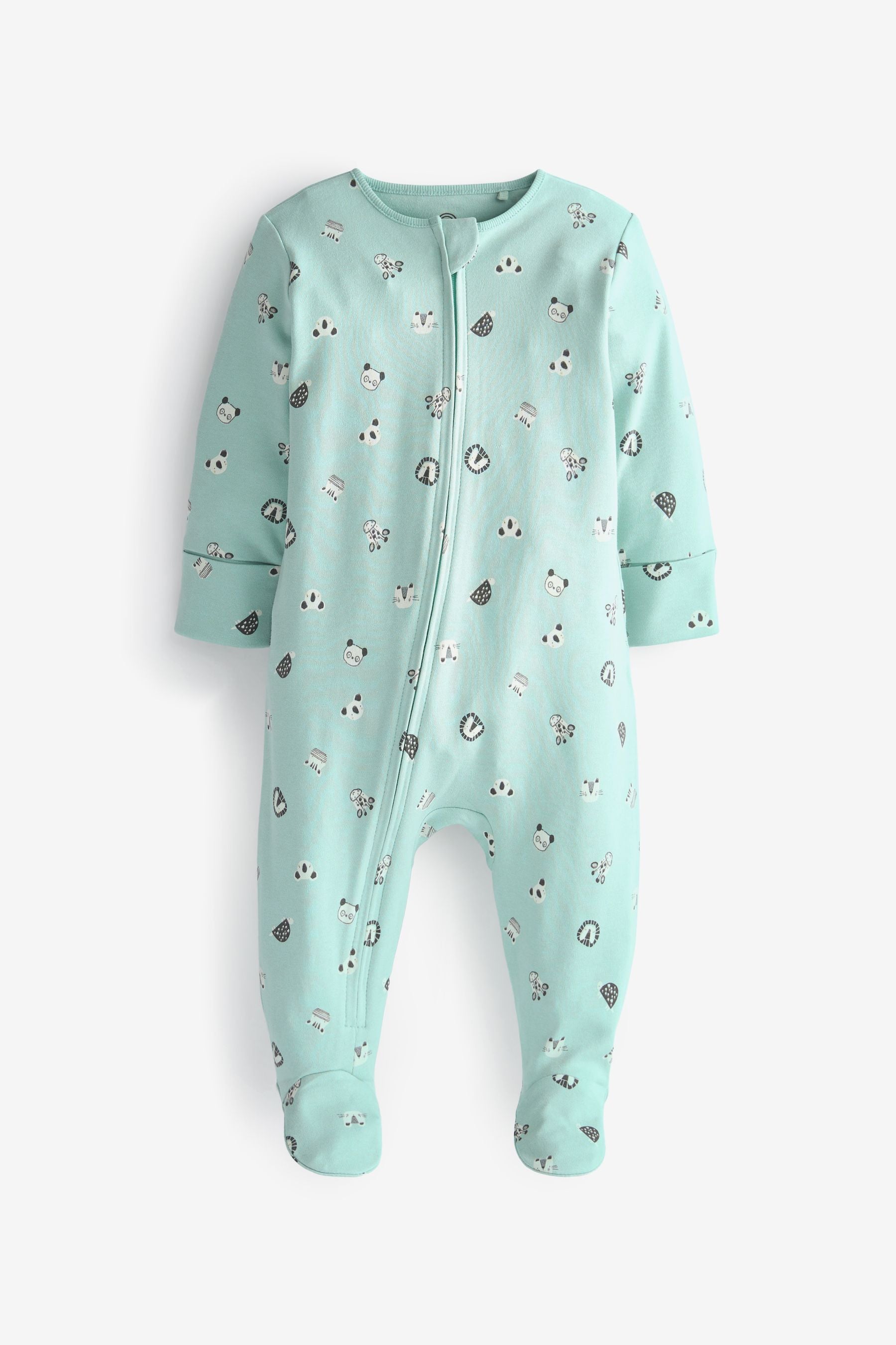 Mint Green Baby 2 Pack Zip Sleepsuits (0-3yrs)