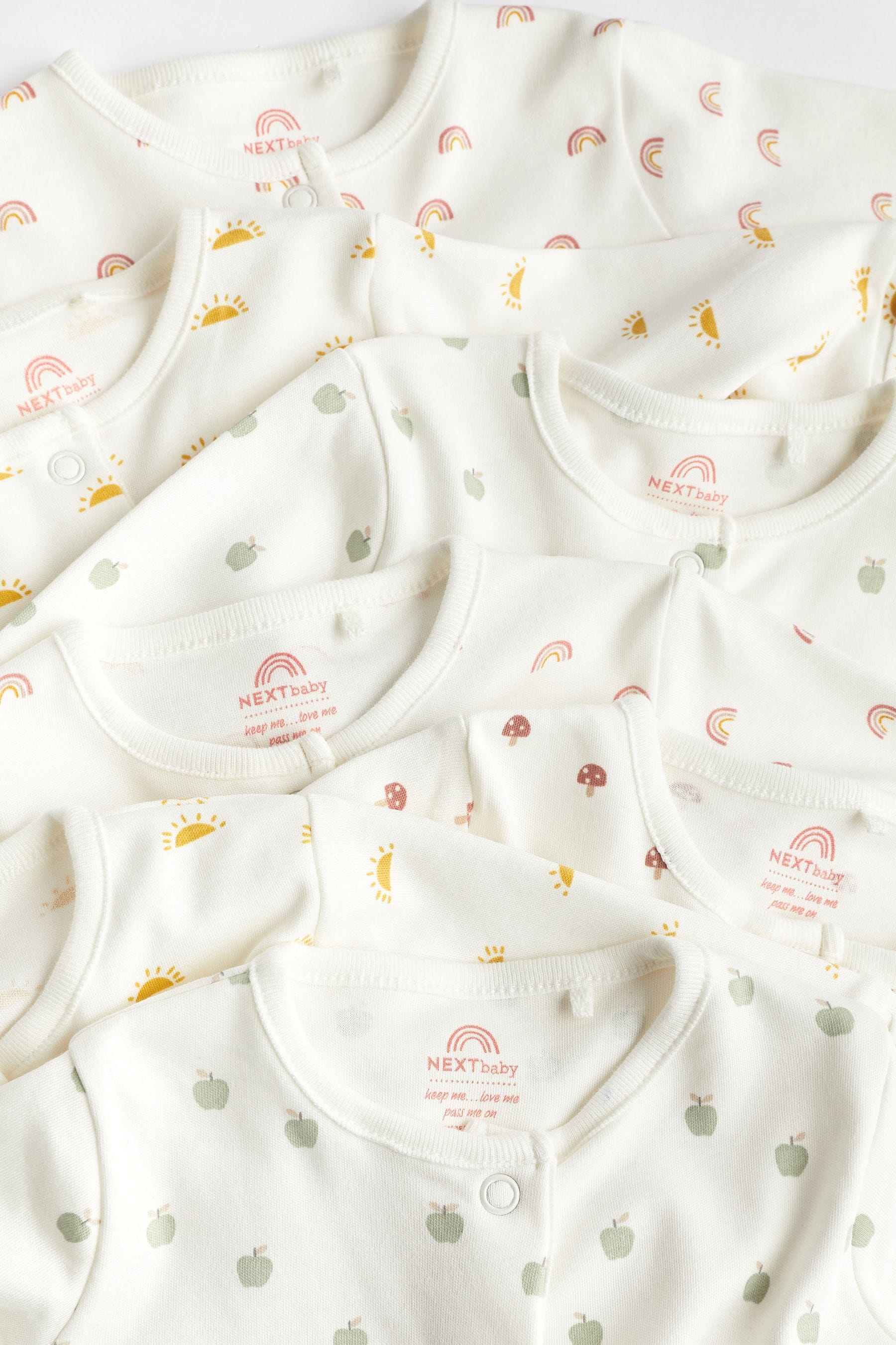 White Baby Printed Long Sleeve Sleepsuits (0-2yrs)