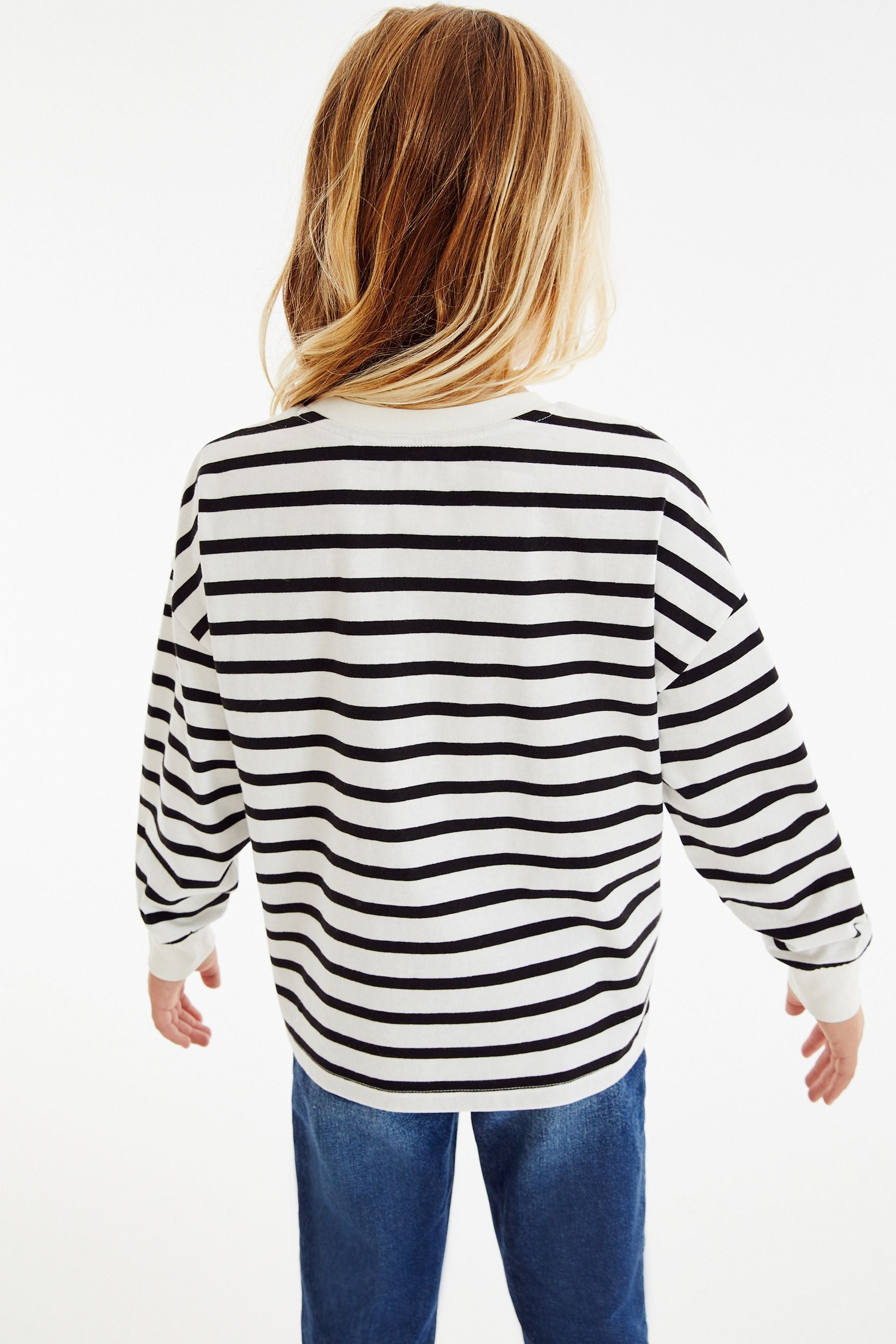 Black/White Stripe Rainbow Sequin Long Sleeve T-Shirt (3-16yrs)