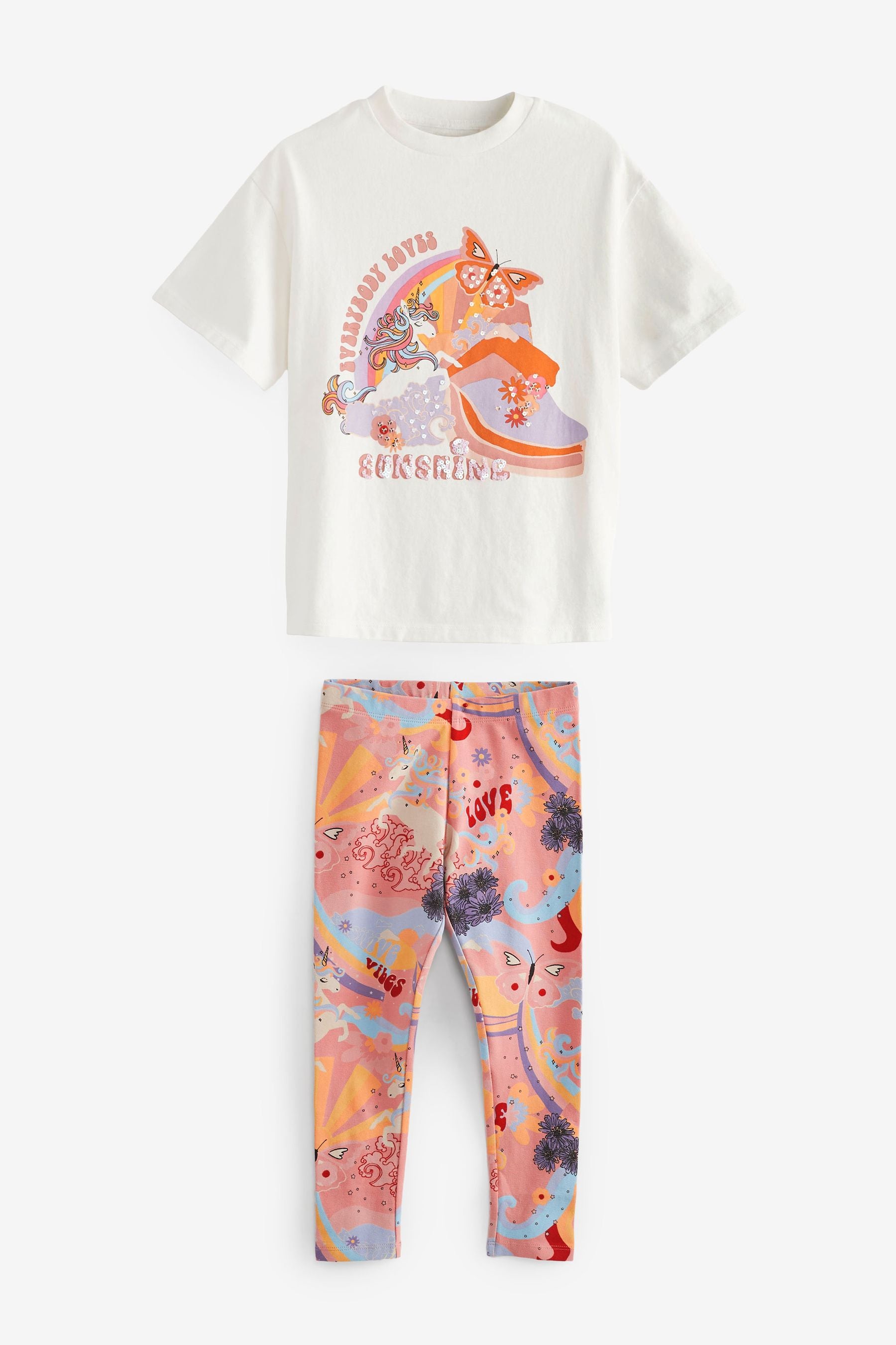 Pink/White Pink/White Unicorn Top & Leggings Set (3-16yrs)