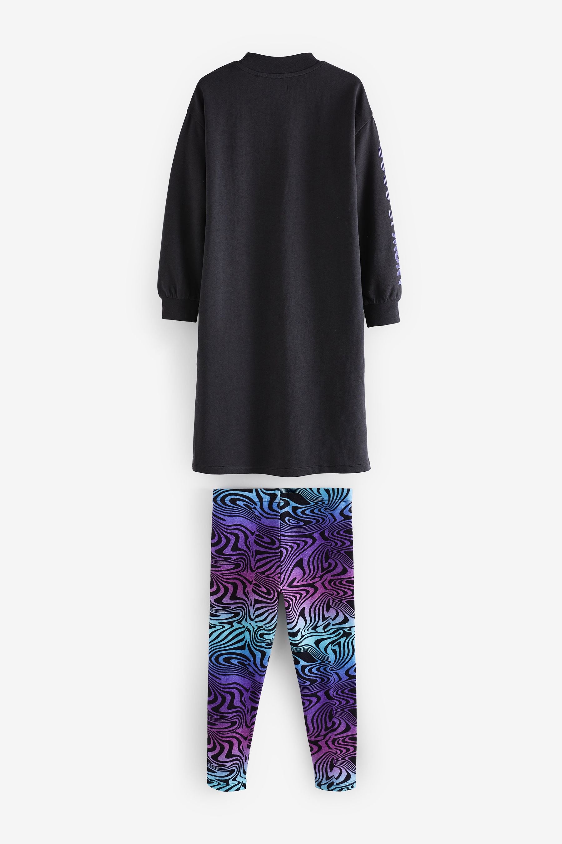 Charcoal Grey / Purple Swirl Smile Longline Sweat And Leggings Set (3-16yrs)