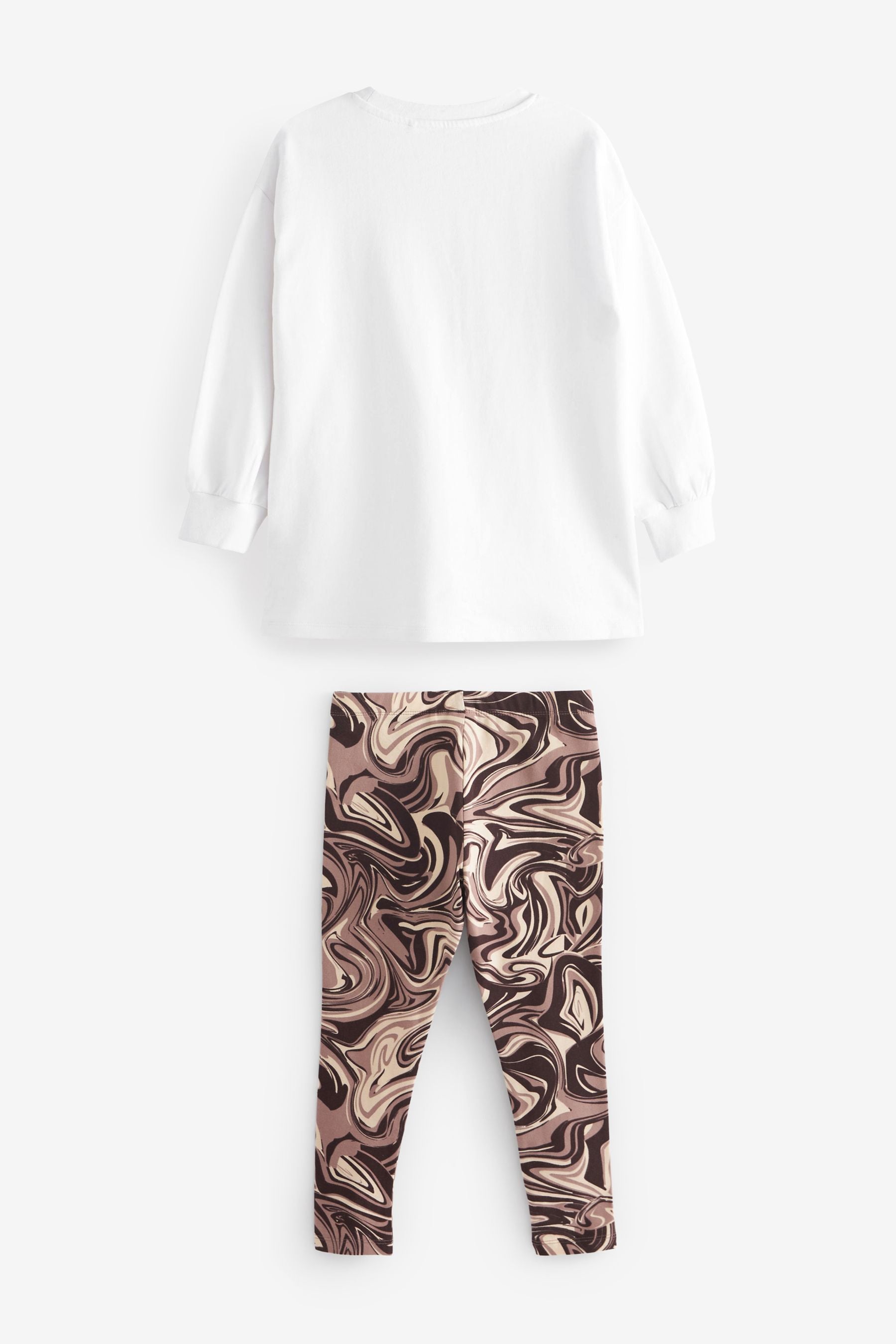 Brown/White Empower Top & Leggings Set (3-16yrs)