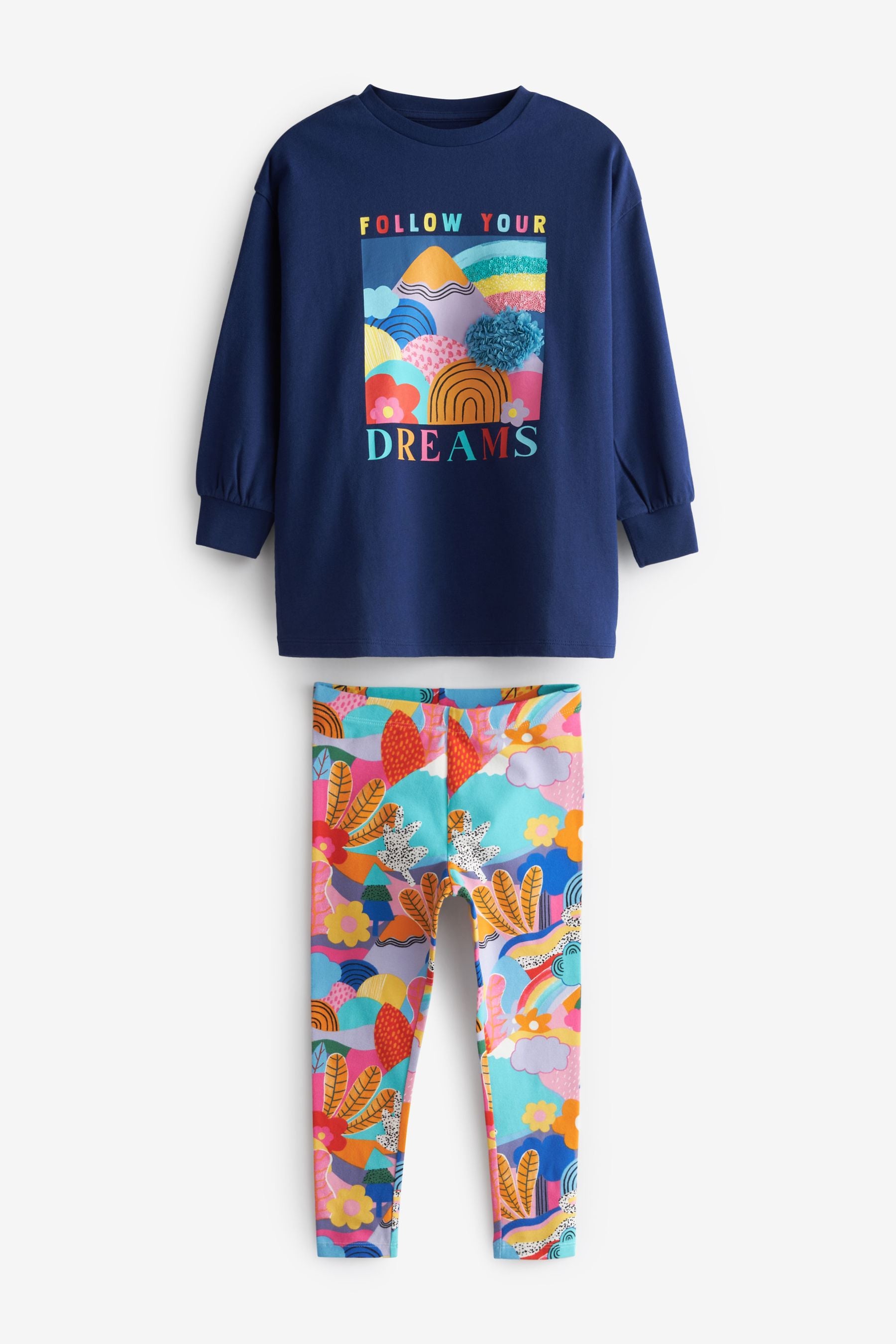 Blue Rainbow Dreams Rainbow Dreams Cuffed Long Sleeve Top & Legging Set (3-16yrs)