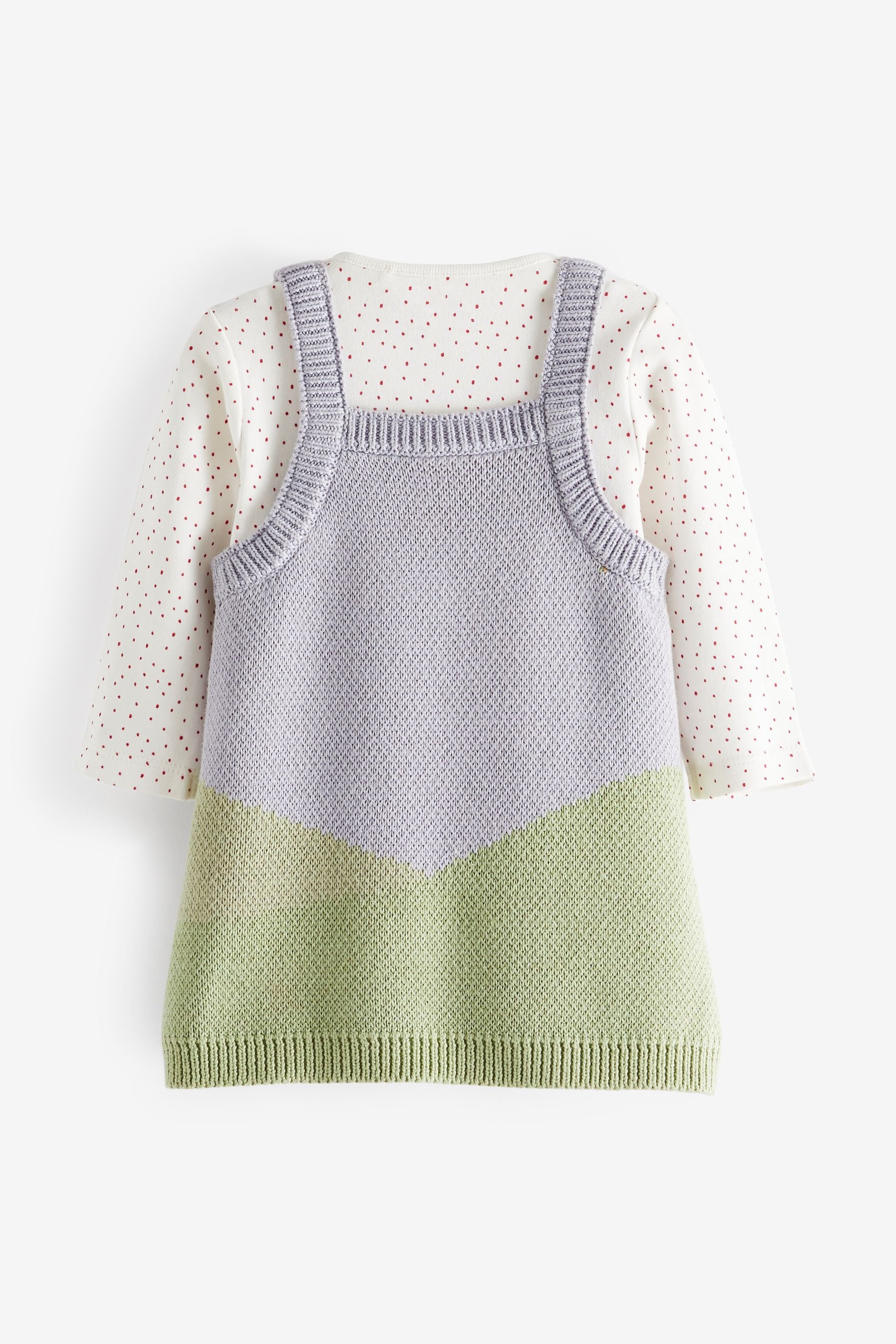 Bright Knitted Character Scene Baby Pinafore Dress With Bodysuit And Tights (0mths-2yrs)