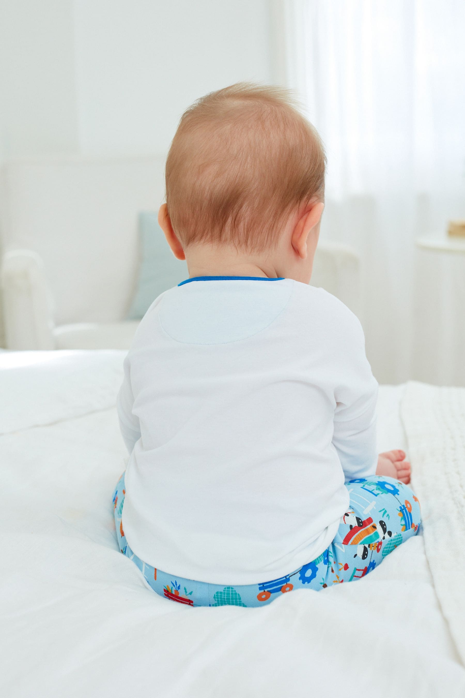 White and Blue Farm Baby T-Shirt And Leggings 2 Piece Set