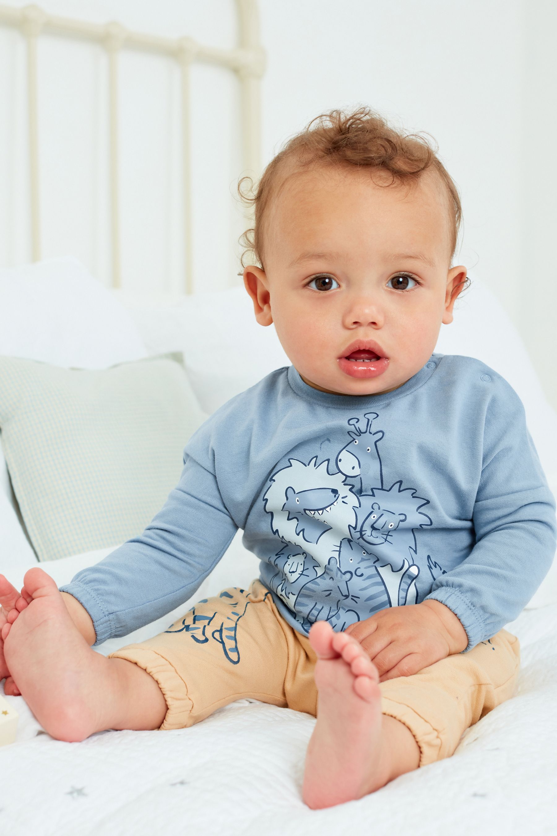 Blue/Brown Animal Baby 2 Piece Sweatshirt And Joggers Set