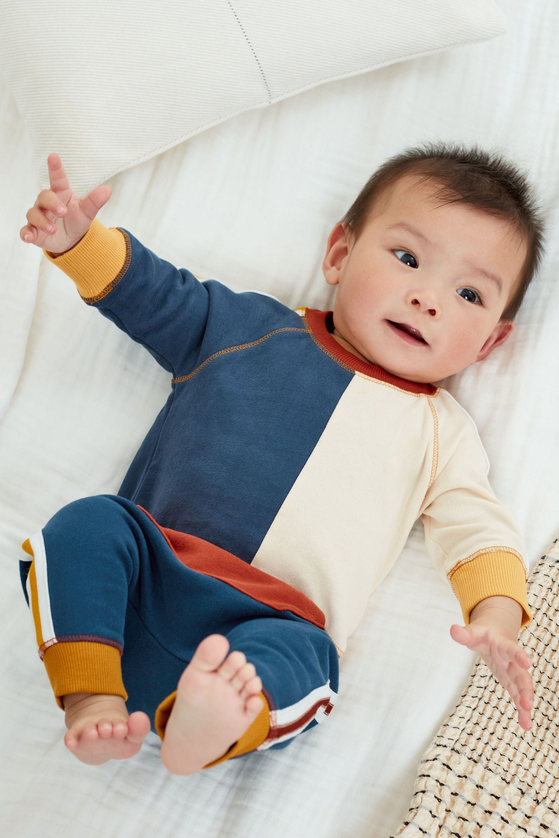 Blue and Rust Red Two Piece Baby Sweatshirt And Joggers