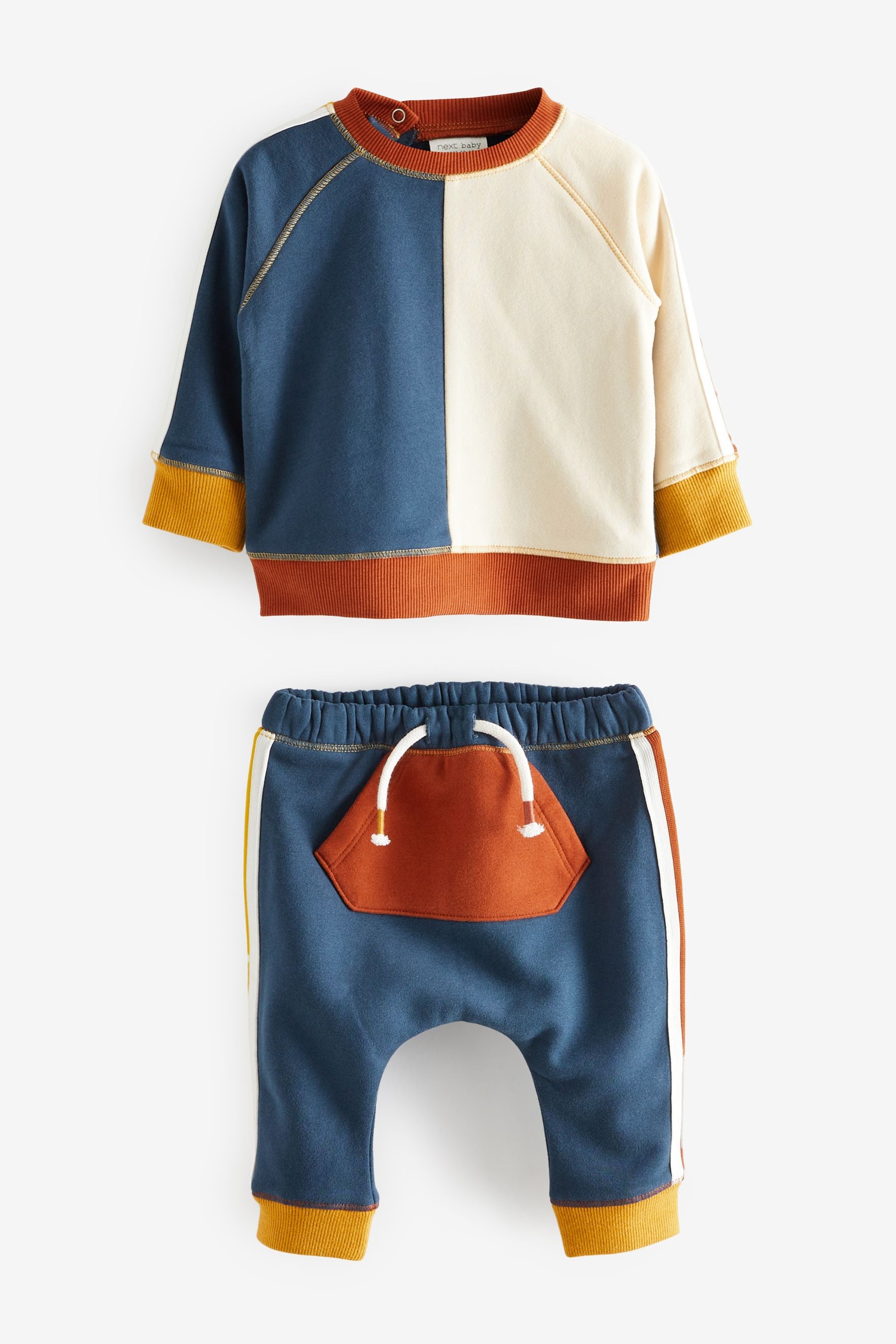 Blue and Rust Red Two Piece Baby Sweatshirt And Joggers