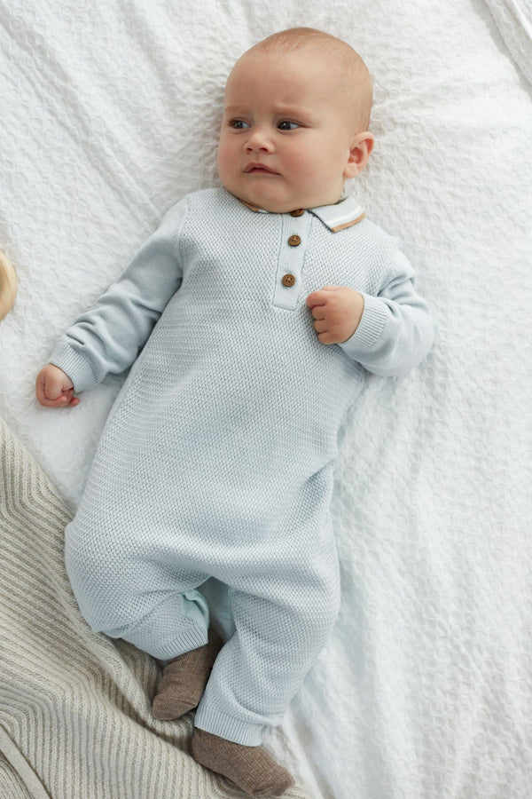 Blue Knitted Baby Romper (0mths-2yrs)