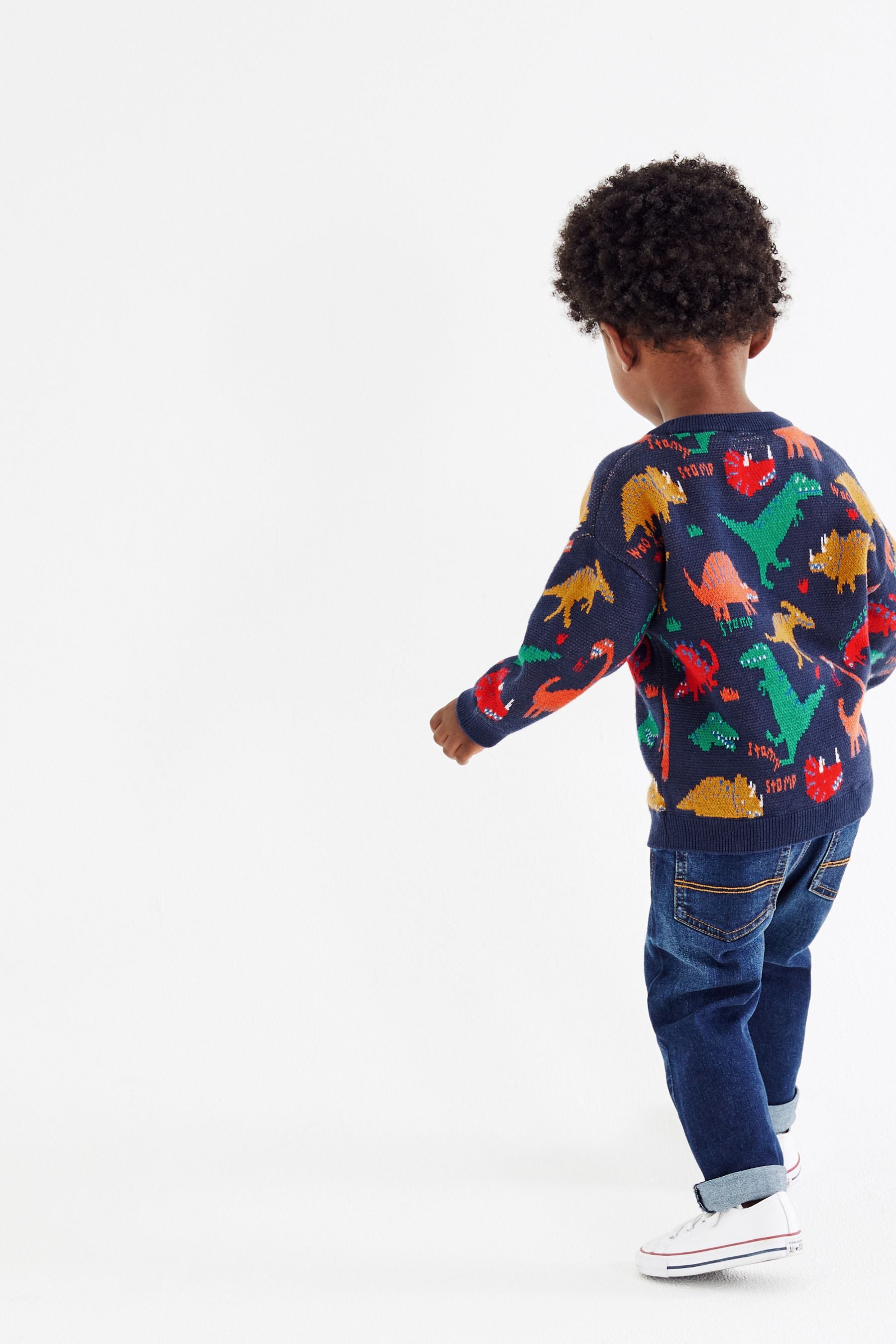 Navy Dinosaur Character Jumper (3mths-7yrs)