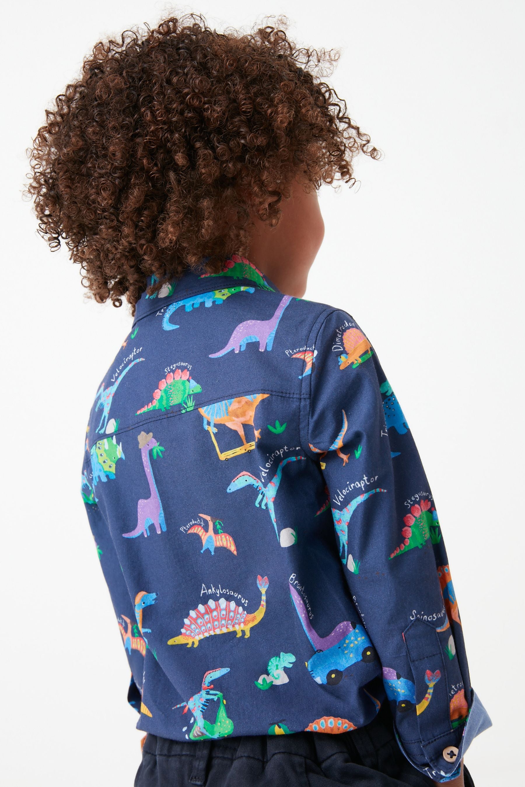 Navy Blue All-Over Print Dinosaur Long Sleeve Shirt (3mths-7yrs)