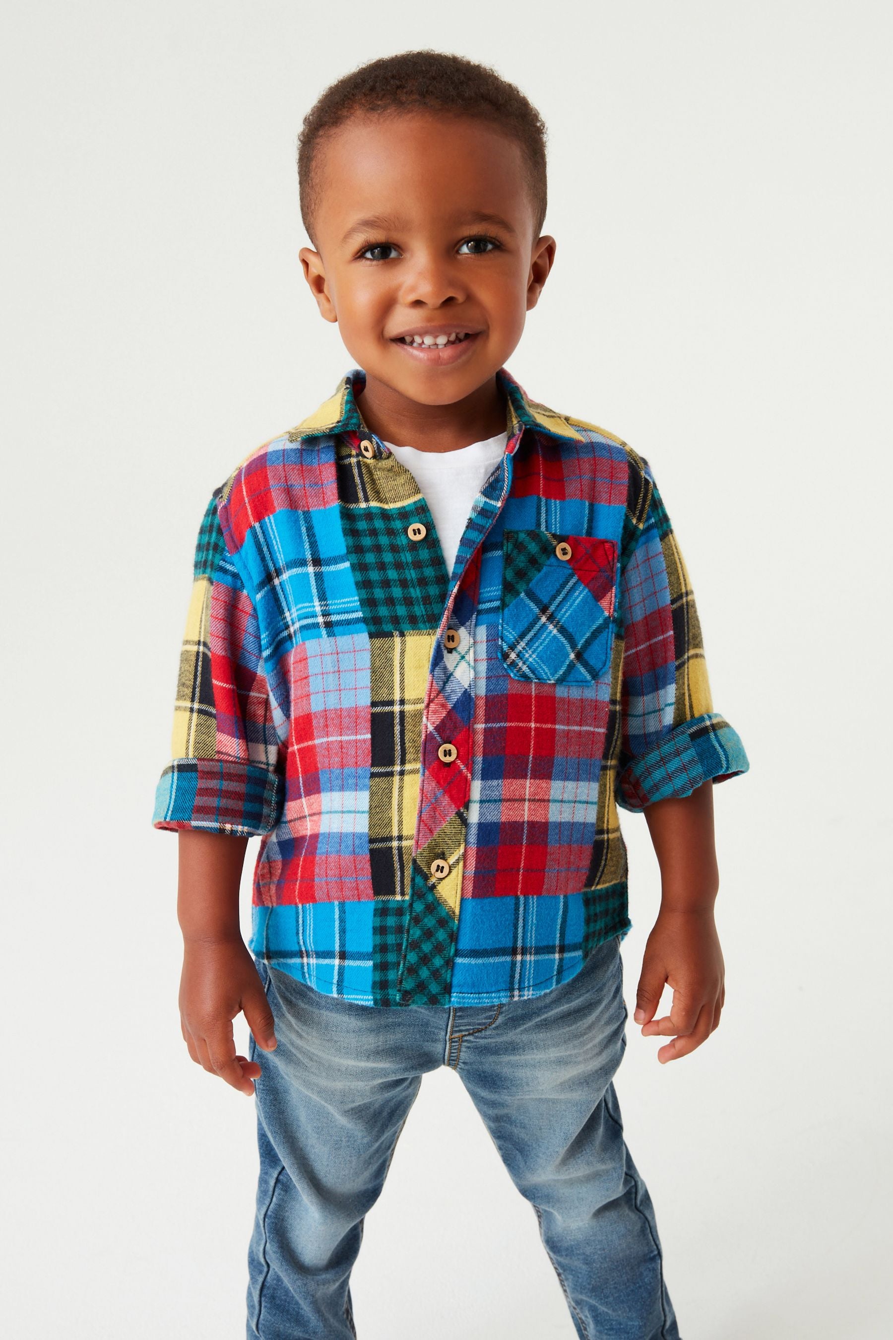 Red/Blue/Yellow Long Sleeve Check Shirt (3mths-7yrs)