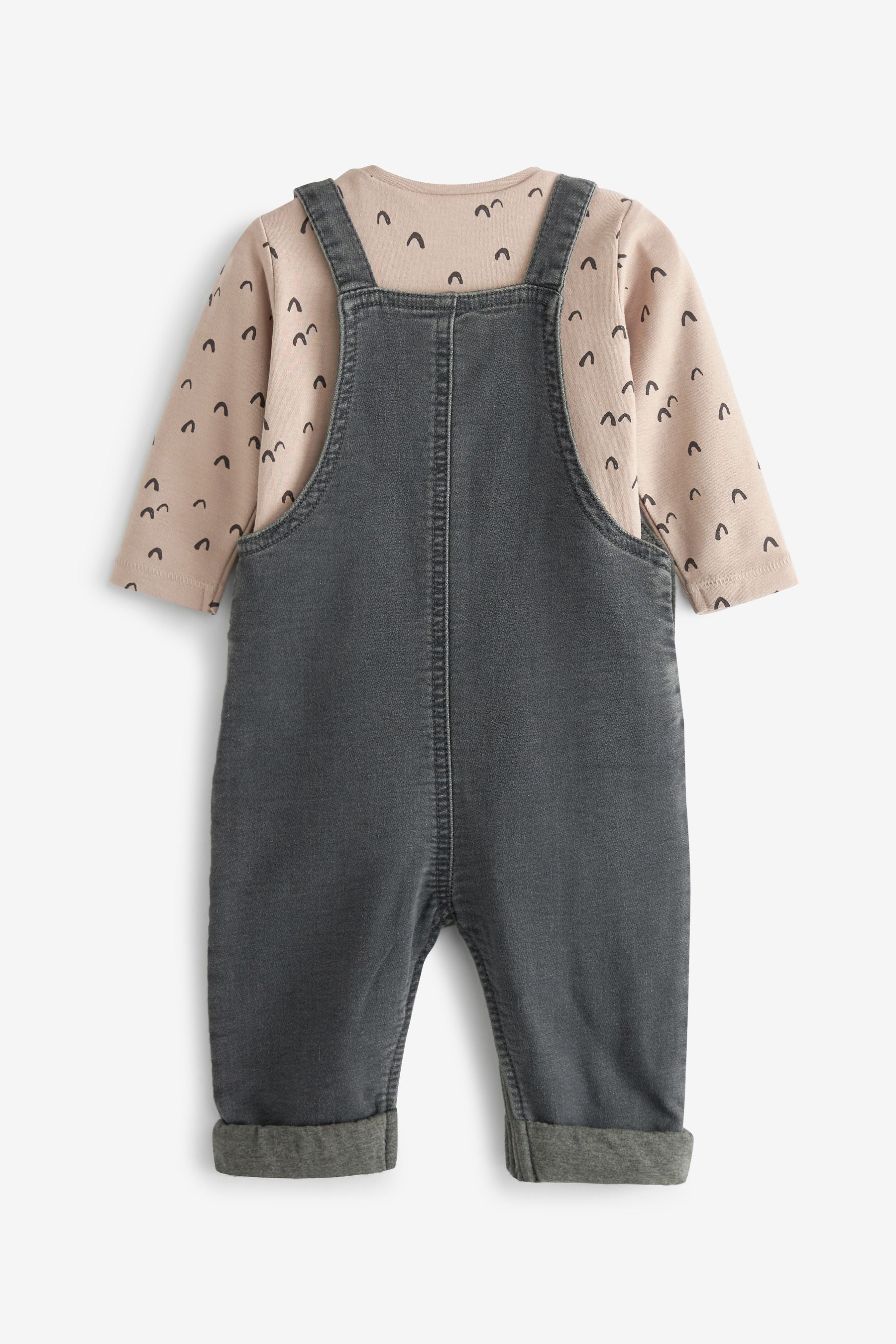 Grey Zebra Appliqu 2 Piece Baby Denim Dungarees And Bodysuit Set (0mths-3yr