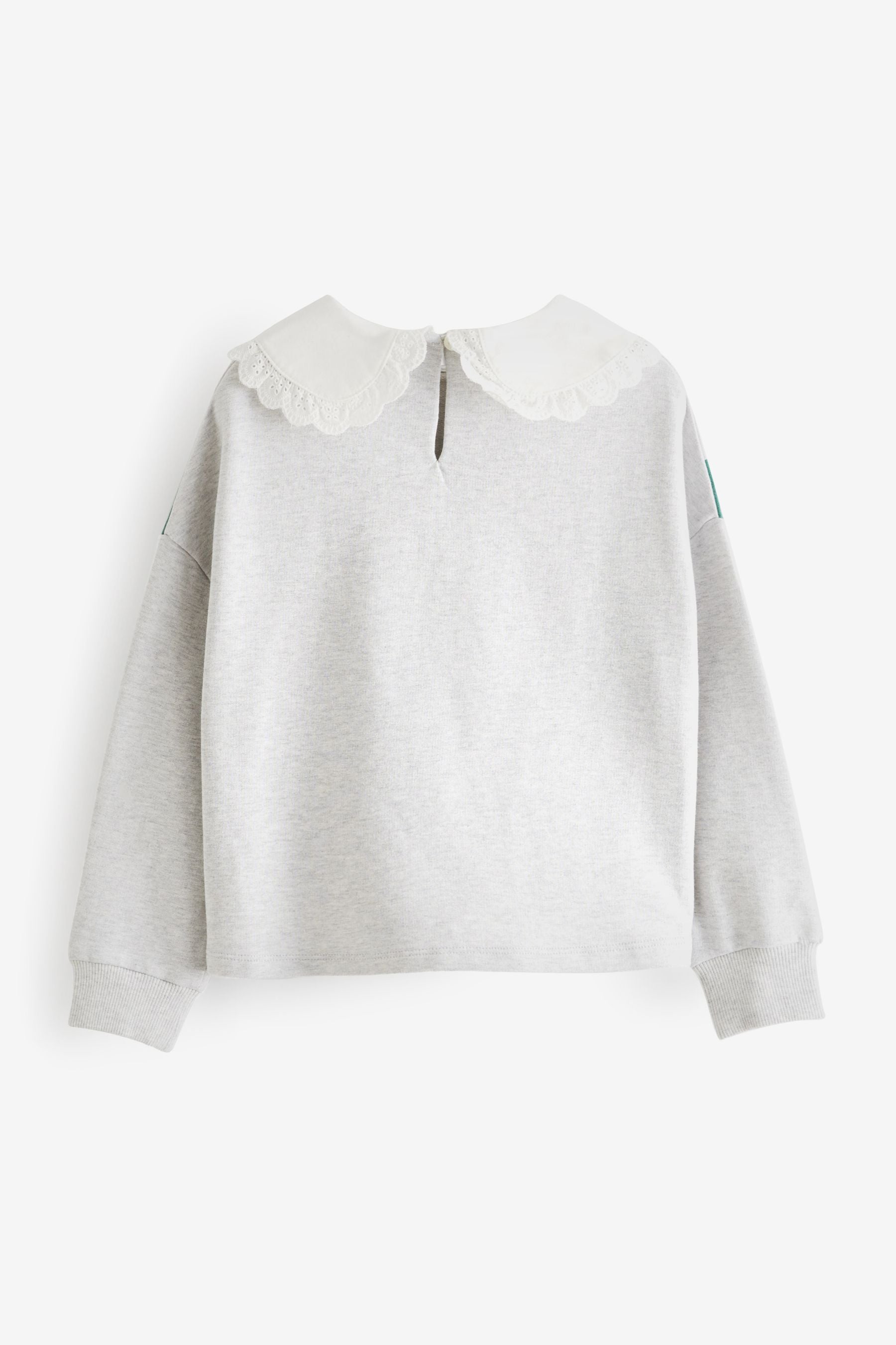 Green/Ecru White Slogan Sporty Lace Collar Sweatshirt (3-16yrs)