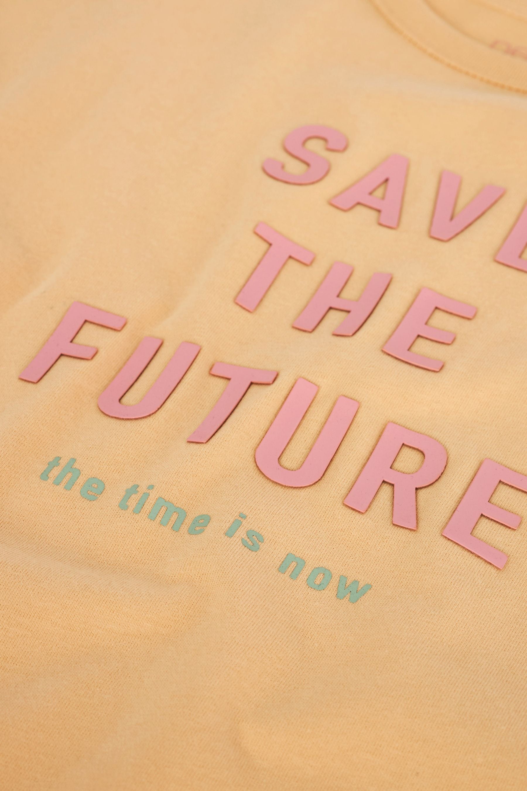 Buttermilk Yellow Save The Future Slogan Top (3-16yrs)