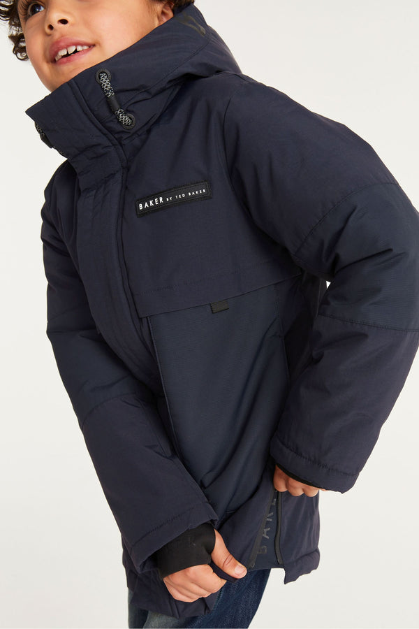 Navy Baker by Ted Baker Shower Resistant Navy Parka Coat