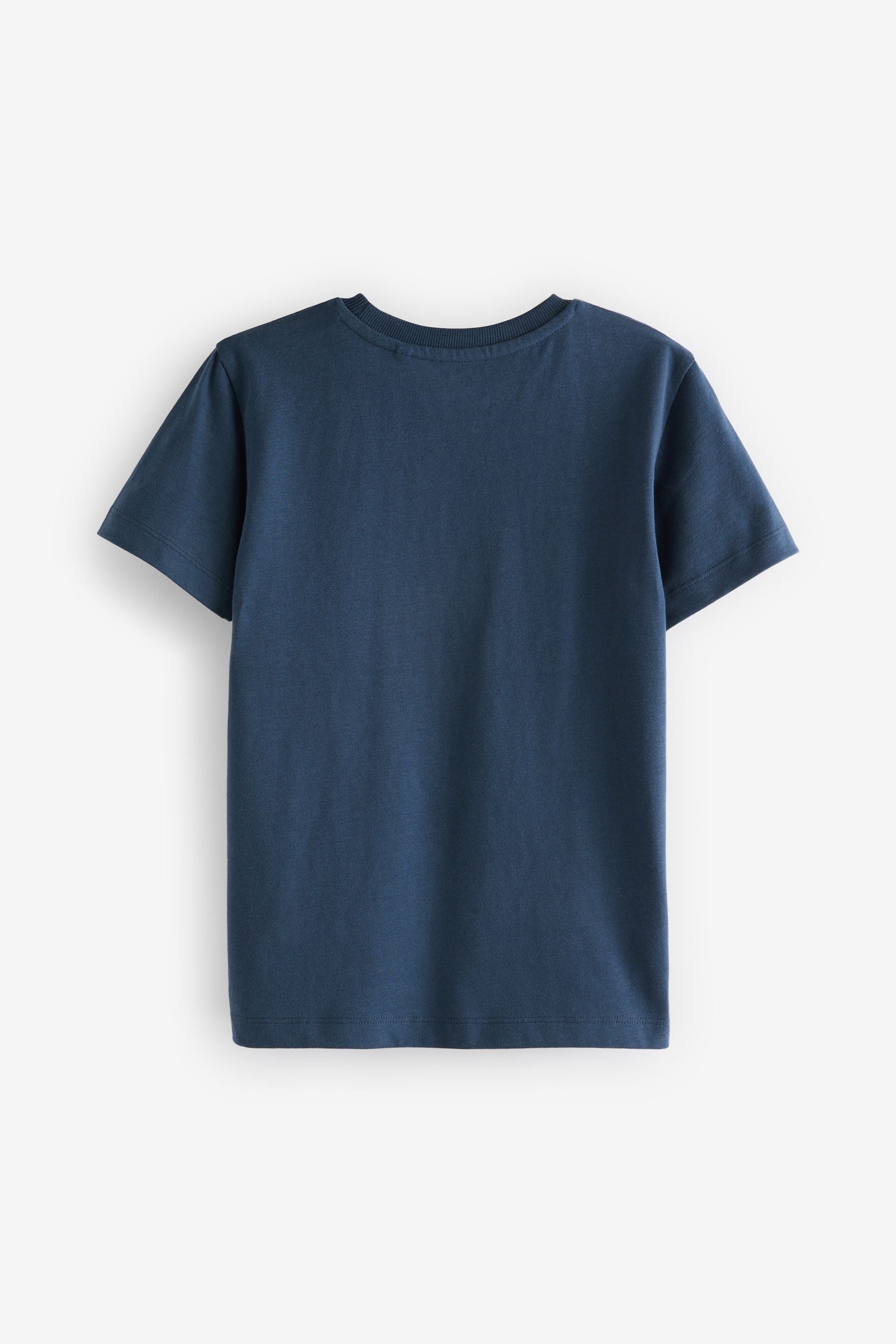 Navy Blue Stag Embroidered Short Sleeve T-Shirt (3-16yrs)