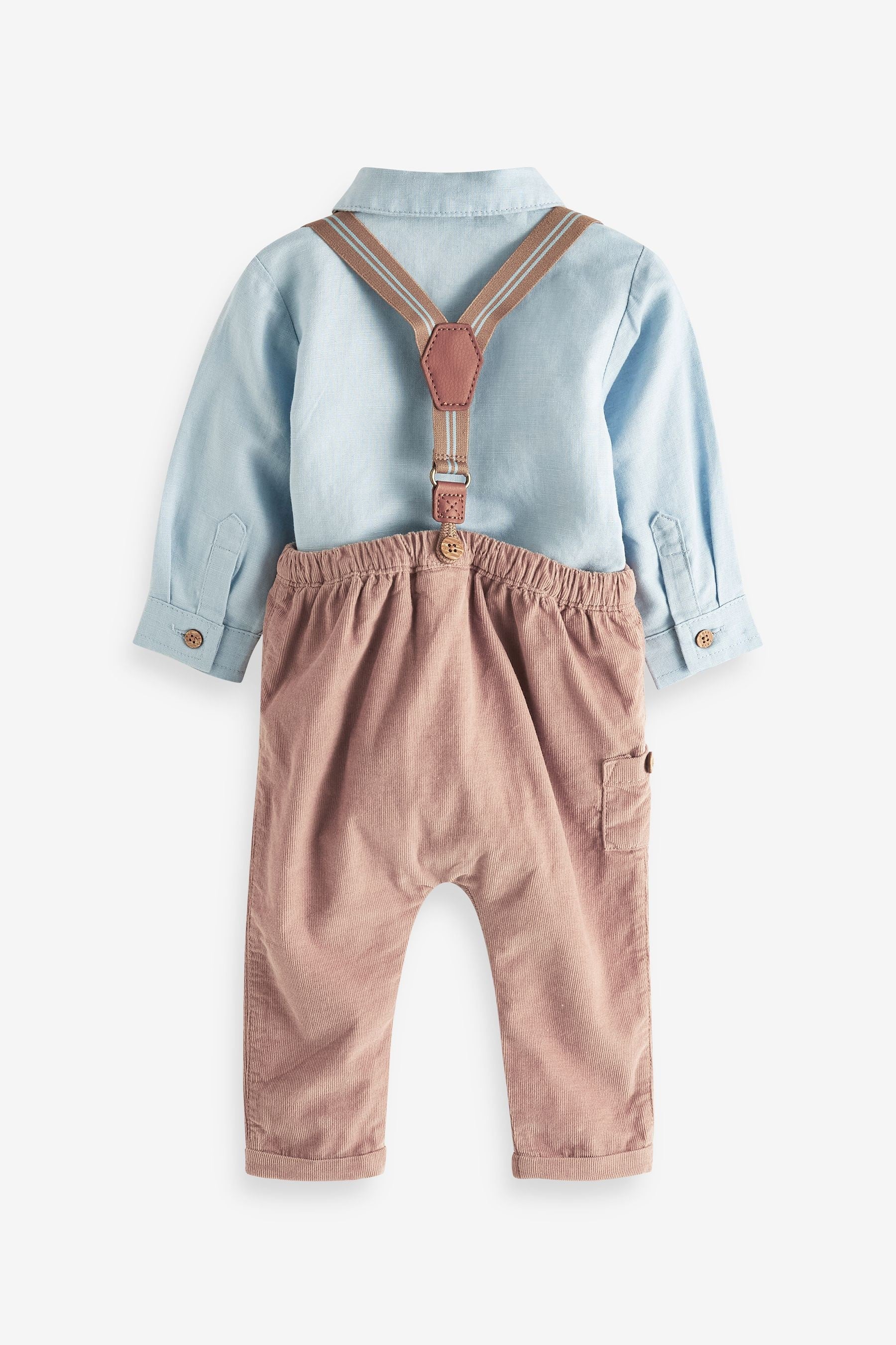 Mink Brown 4 Piece Shirt Body, Trousers and Braces Set (0mths-2yrs)