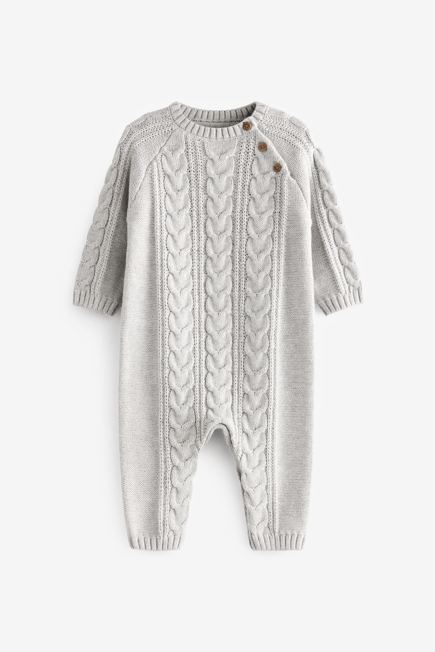 Grey Cable Knitted  Baby Romper (0mths-2yrs)