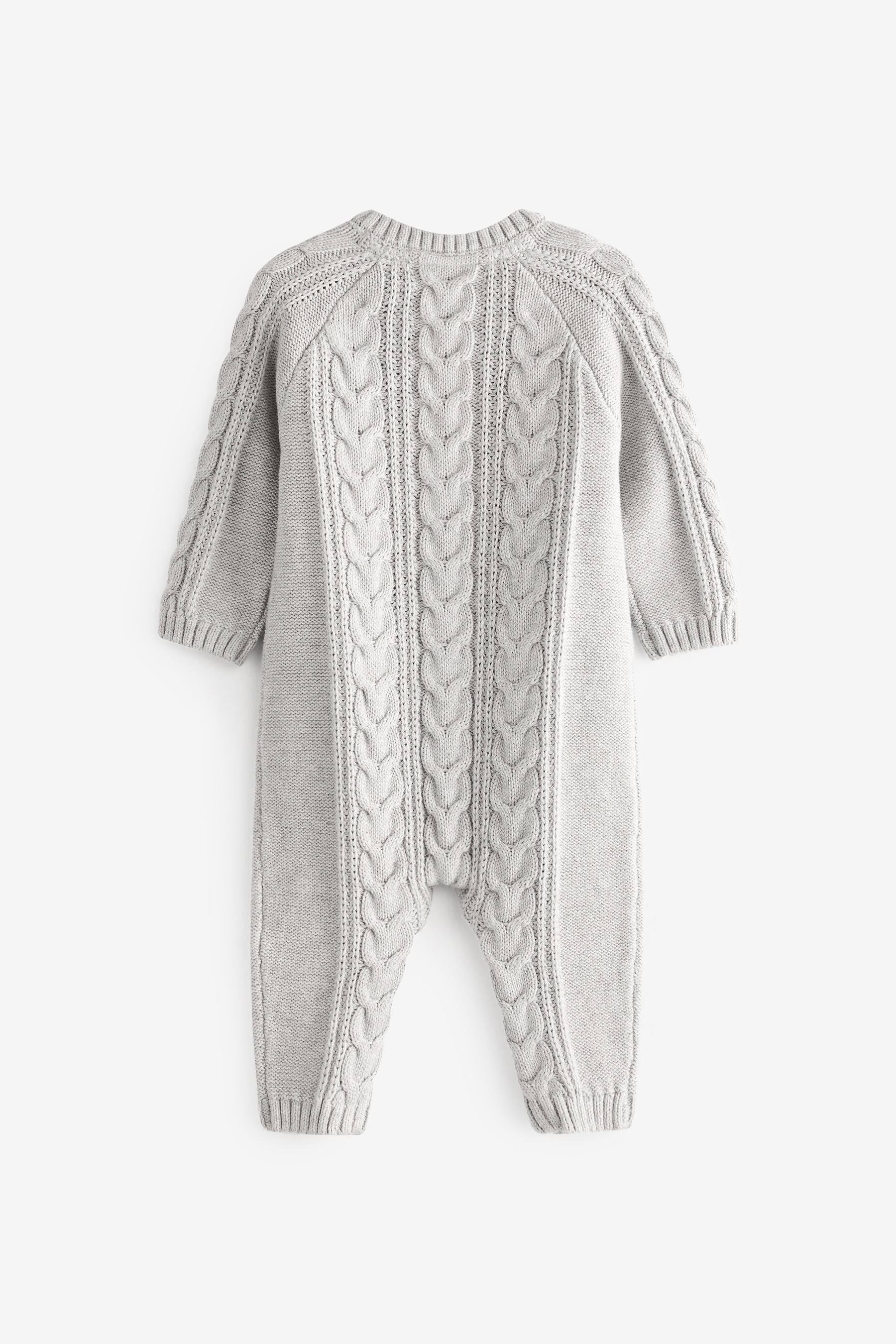 Grey Cable Knitted  Baby Romper (0mths-2yrs)