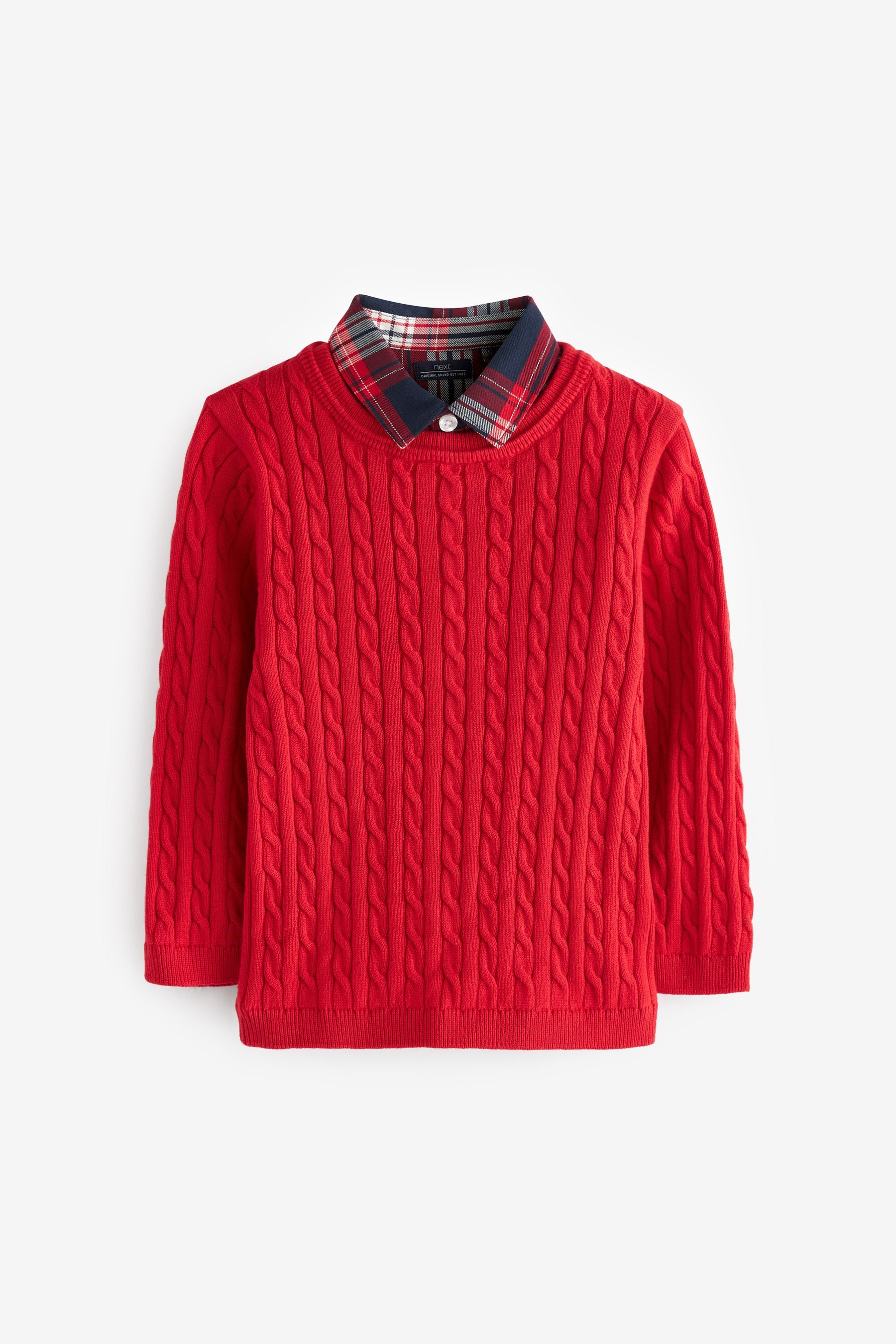 Red Mock Shirt Jumper (3mths-7yrs)