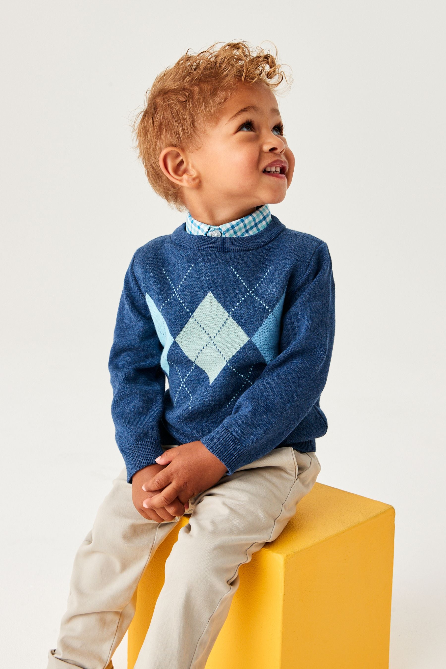 Blue Mock Shirt Jumper (3mths-7yrs)