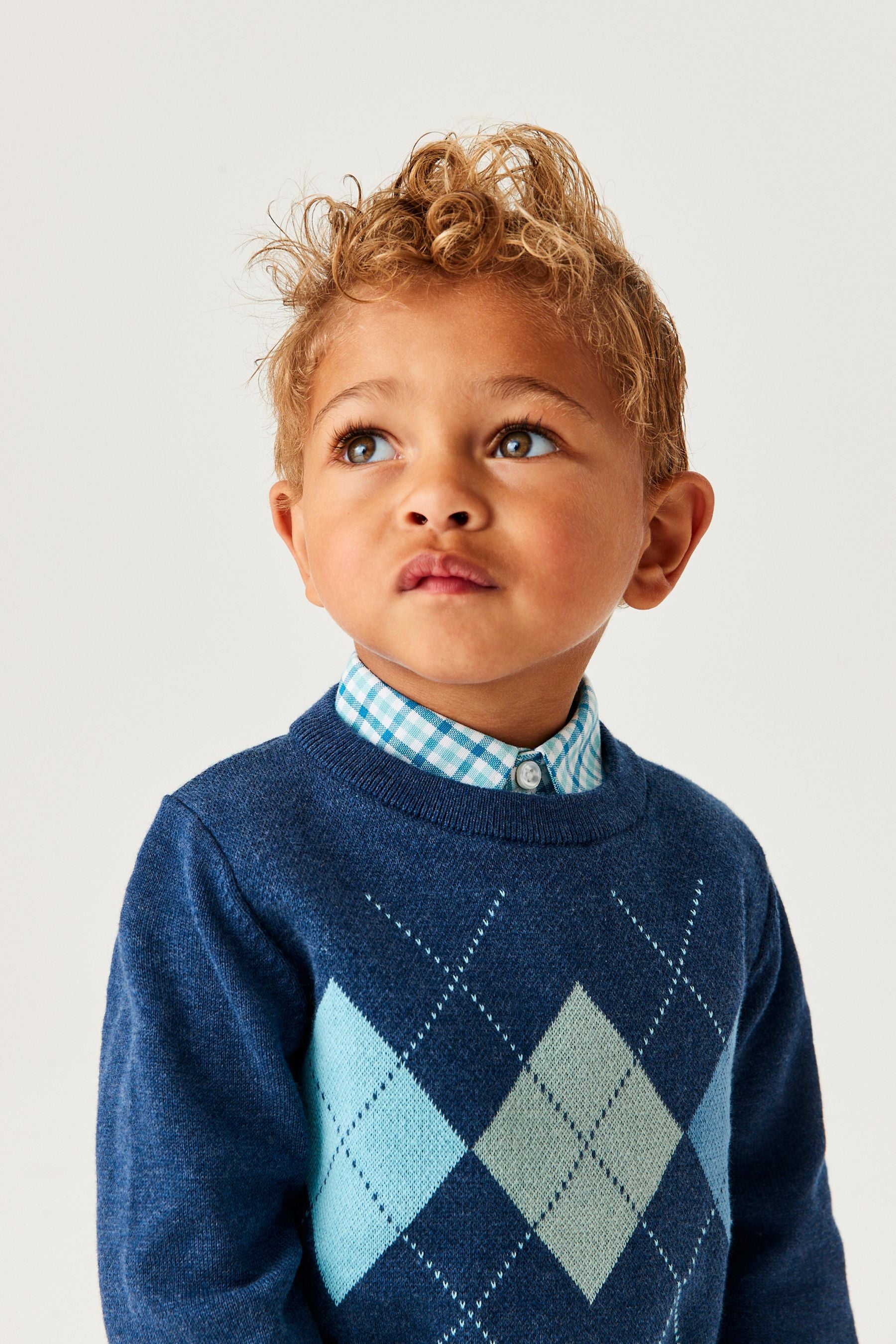 Blue Mock Shirt Jumper (3mths-7yrs)