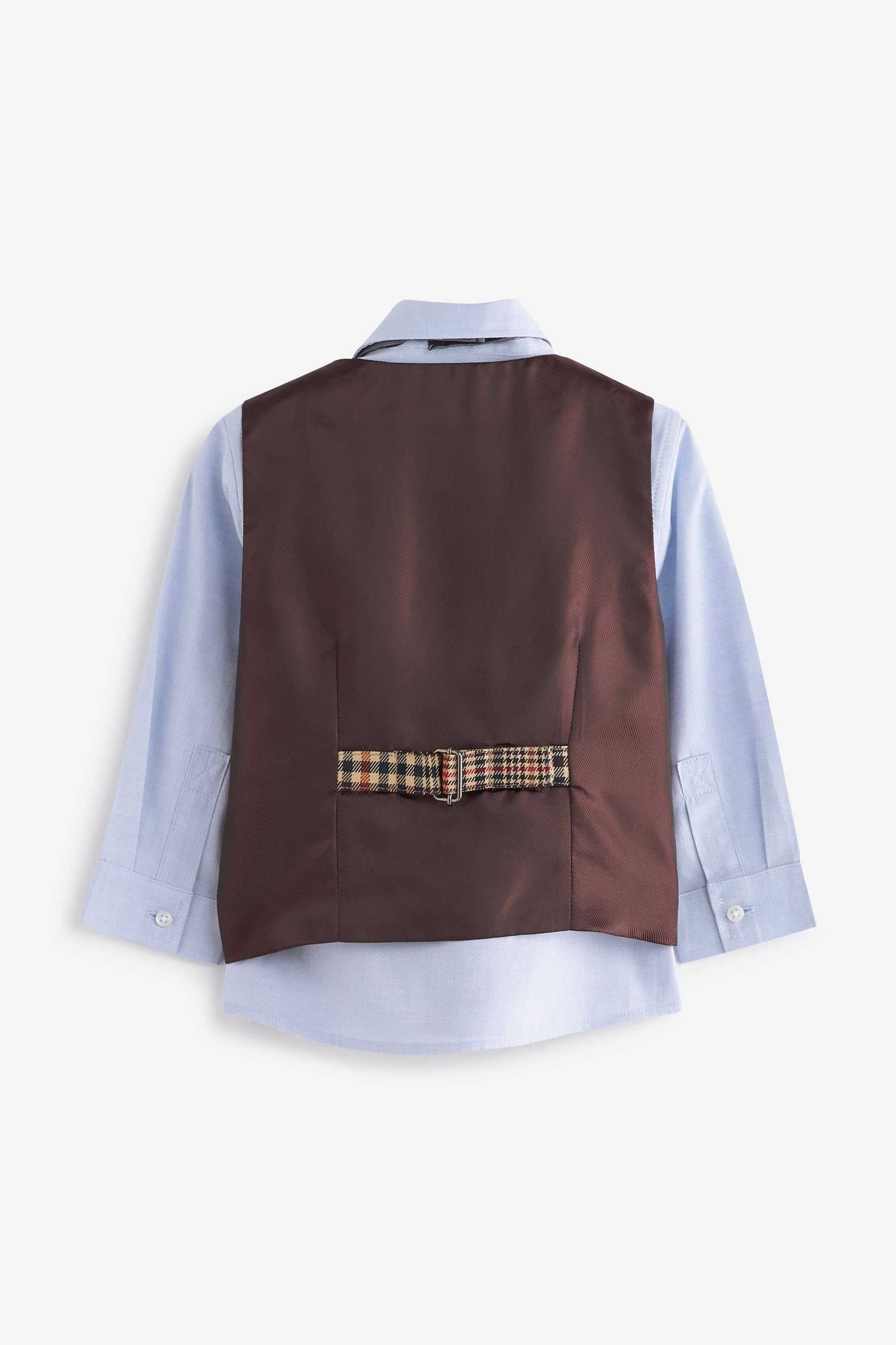 Brown Check Waistcoat, Shirt And Bow Tie Set (3mths-7yrs)