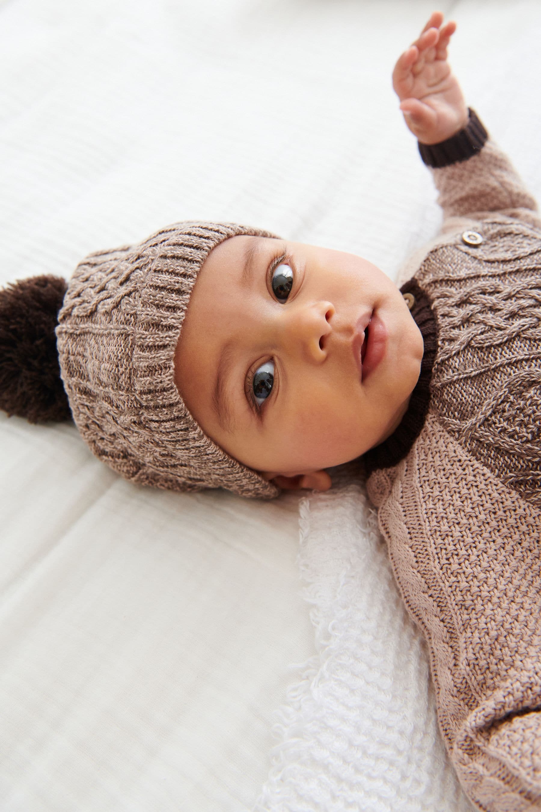 Brown Knitted Baby Rompersuit And Hat (0mths-2yrs)