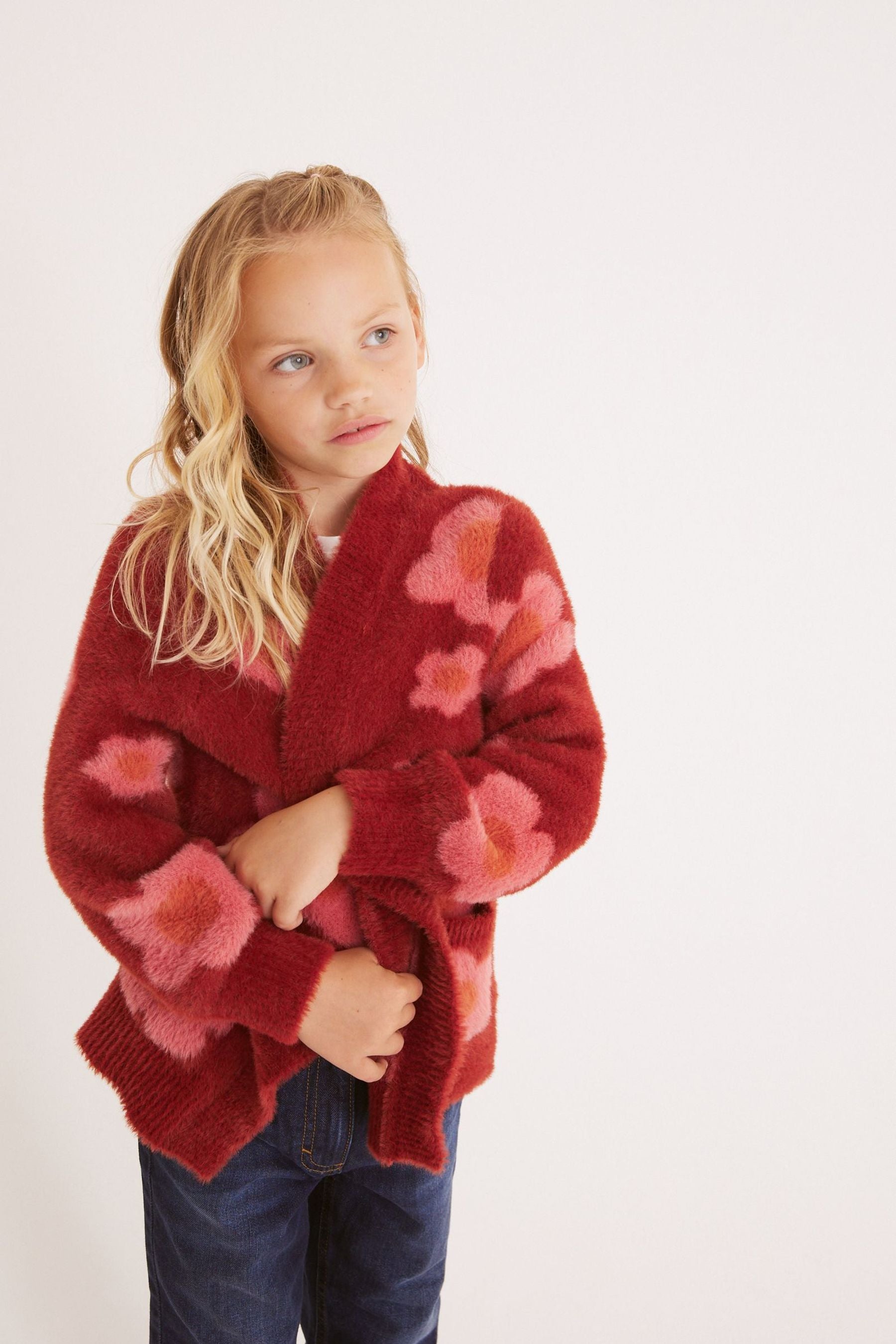 Pink Fluffy Long Cardigan (3-16yrs)