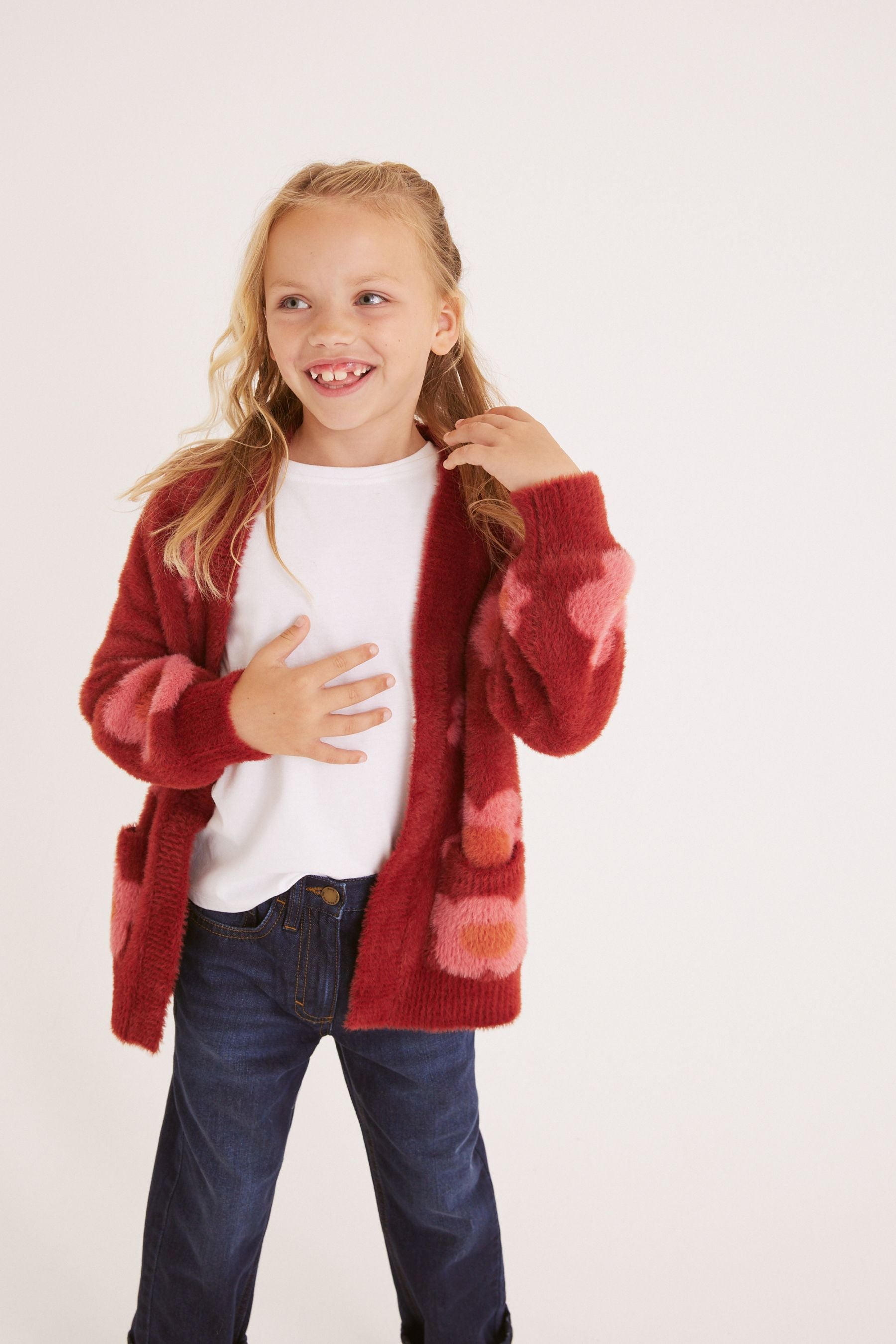 Pink Fluffy Long Cardigan (3-16yrs)