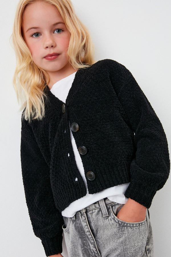 Black Chenille Cardigan (3-16yrs)