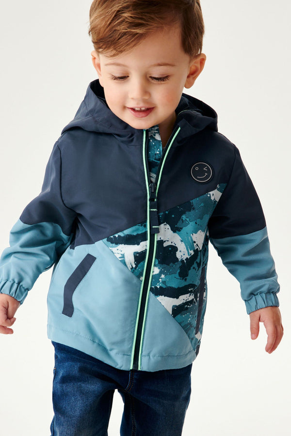 Blue Colourblock Zip Hooded Jacket (3mths-7yrs)