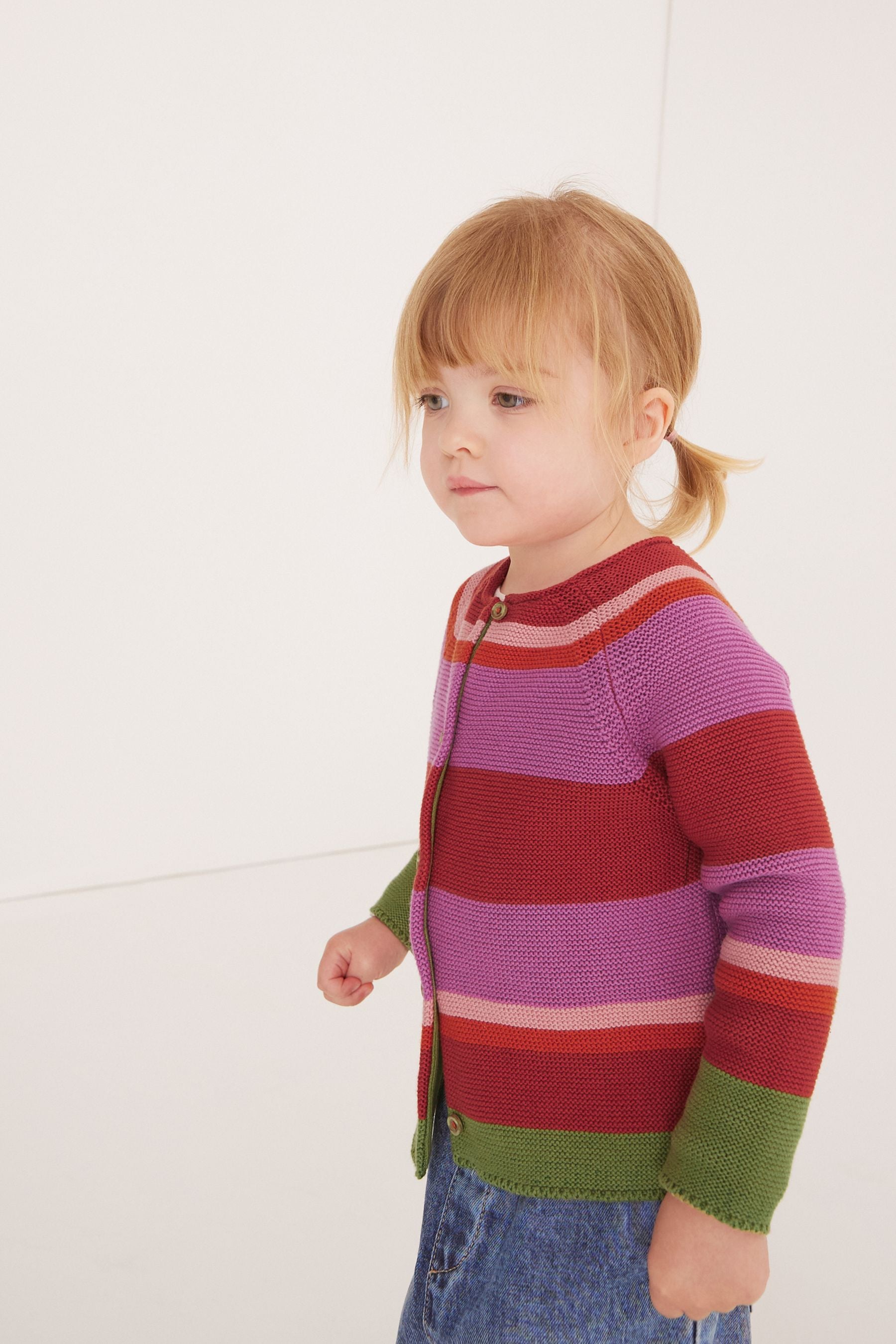 Bright Pink/Red Stripe Cardigan (3mths-10yrs)