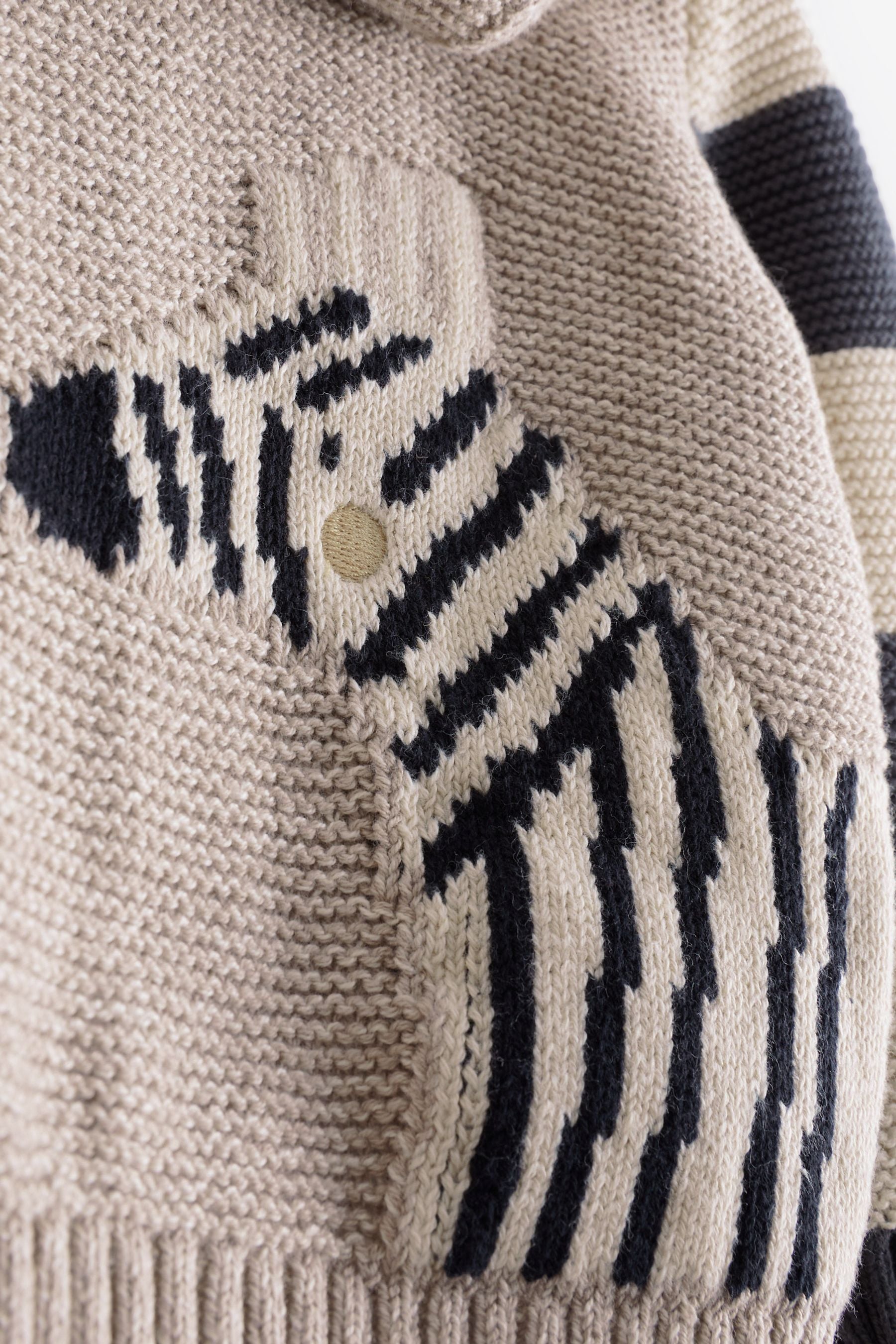 Oatmeal Brown Zebra Baby Knitted Cardigan (0mths-2yrs)