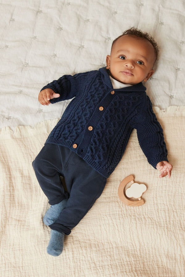 Navy Blue Baby Shawl Cardigan (0mths-2yrs)