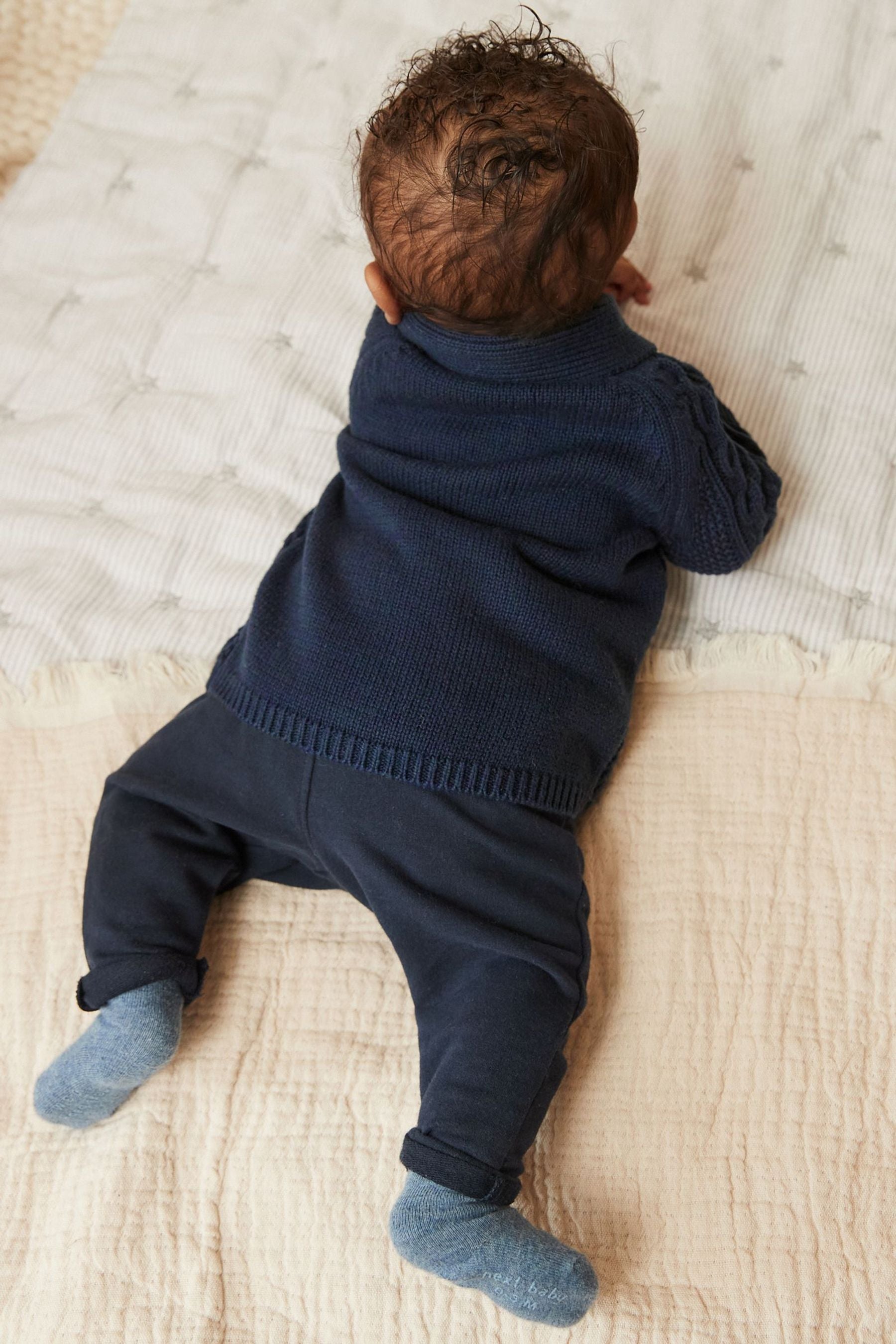 Navy Blue Baby Shawl Cardigan (0mths-2yrs)