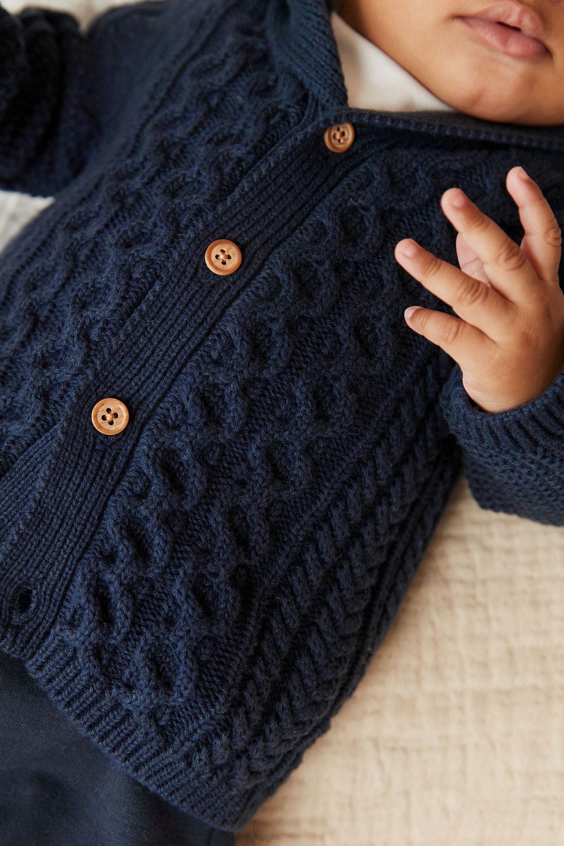 Navy Blue Baby Shawl Cardigan (0mths-2yrs)